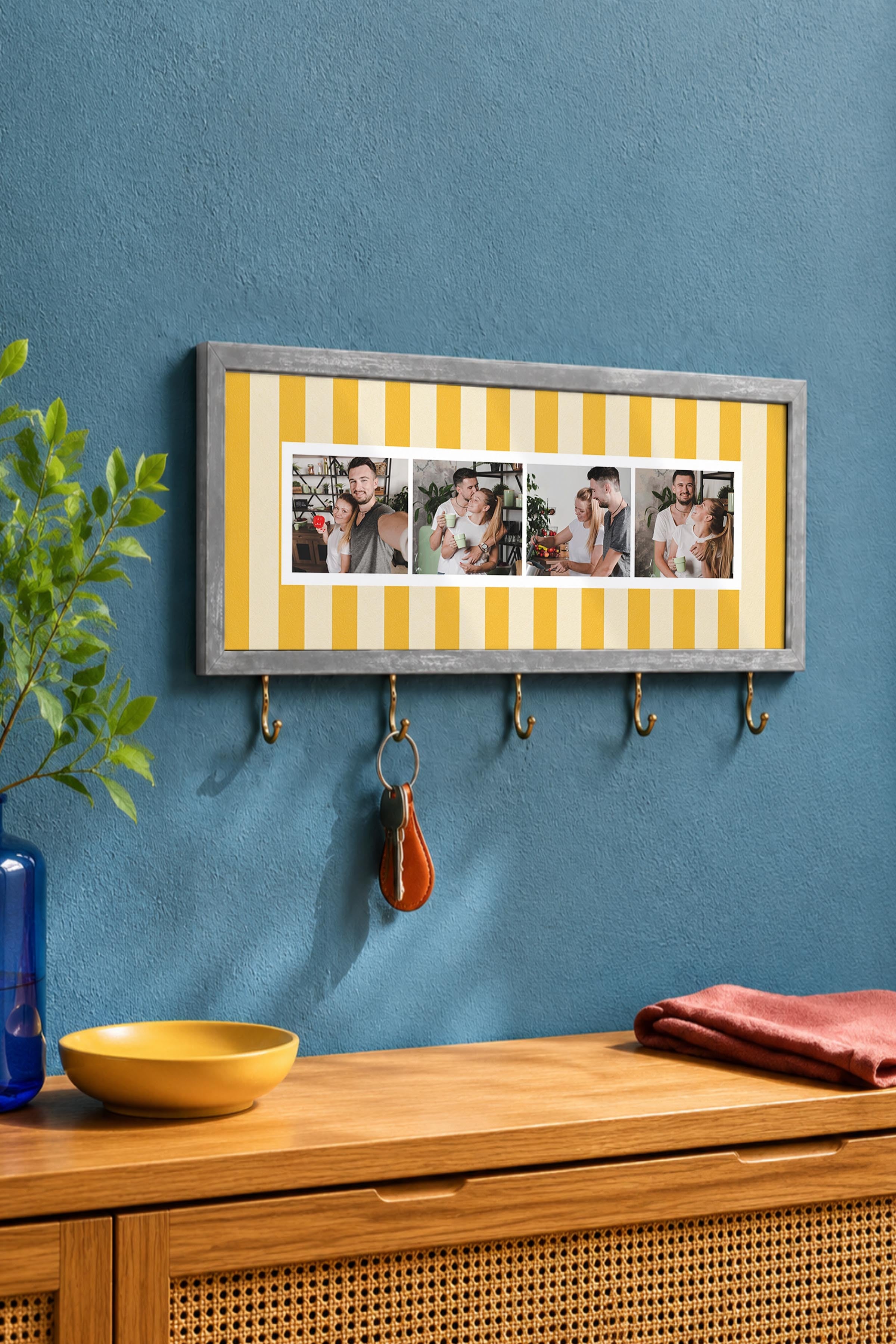 Kişiye Özel Tablo Anahtarlık, Photobooth Stili Gümüş Fotoğraf Çerçevesi, Vintage Duvar Dekoru