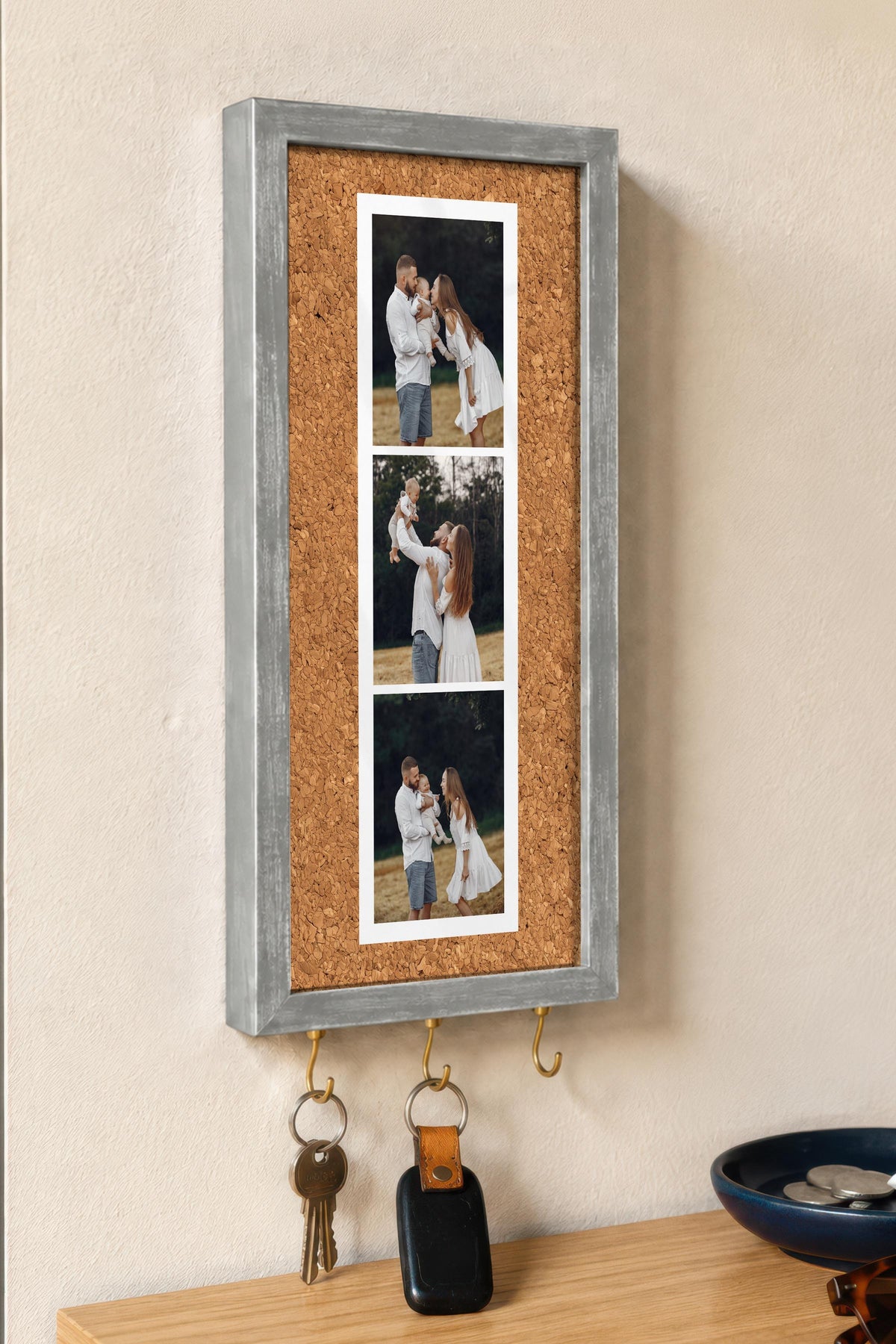 Kişiye Özel Tablo Anahtarlık, Photobooth Stili Gümüş Fotoğraf Çerçevesi, Vintage Duvar Dekoru