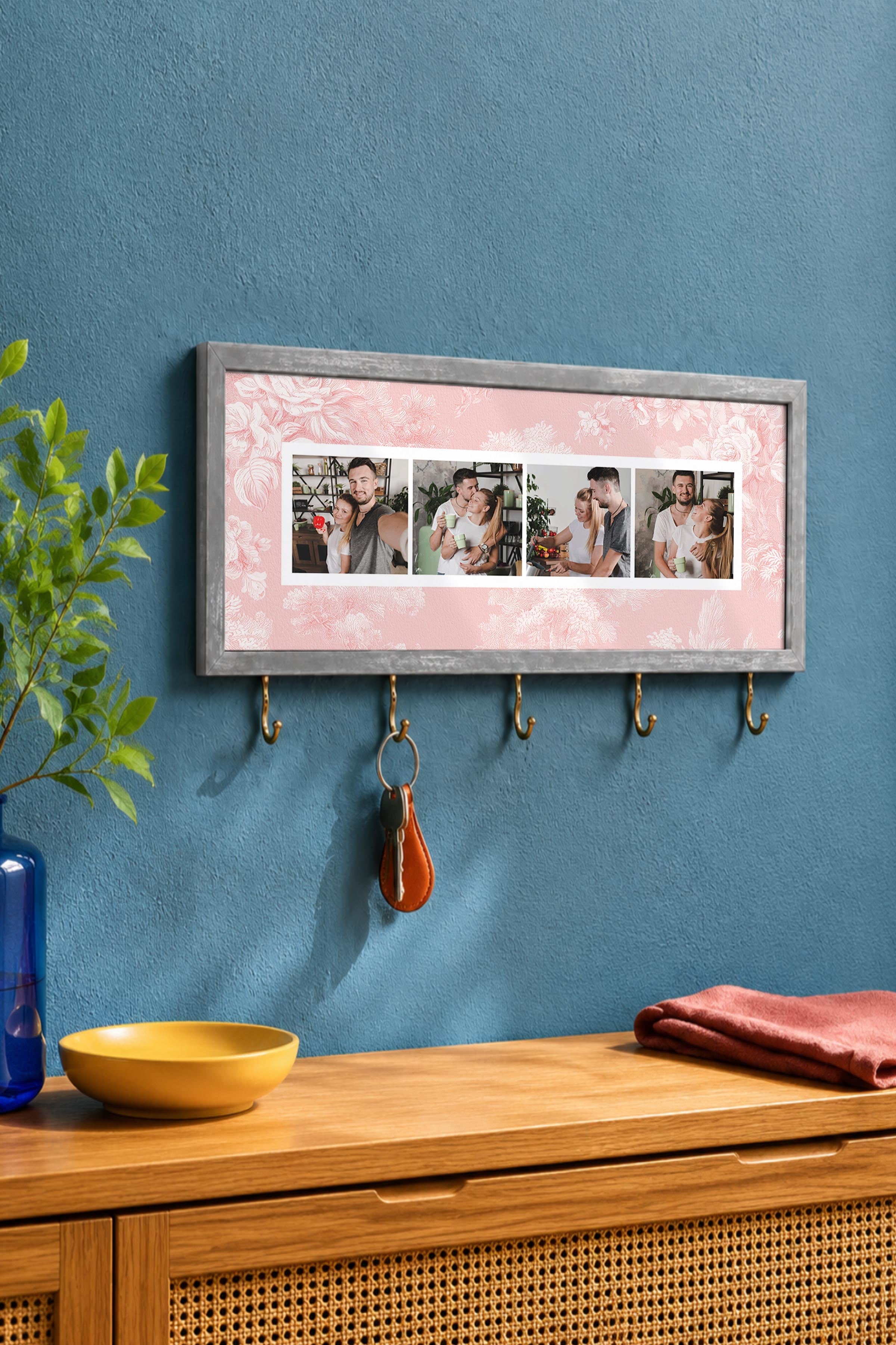 Kişiye Özel Tablo Anahtarlık, Photobooth Stili Gümüş Fotoğraf Çerçevesi, Vintage Duvar Dekoru
