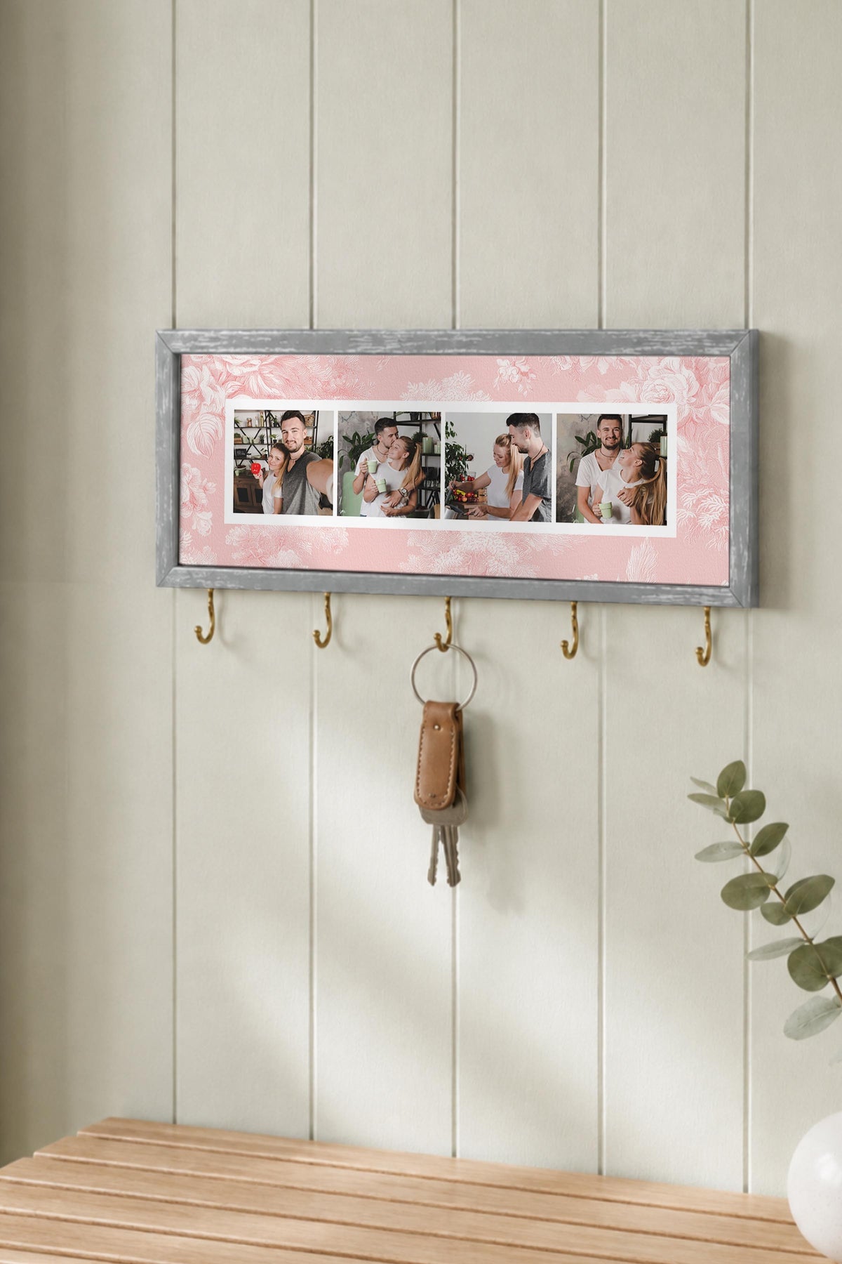 Kişiye Özel Tablo Anahtarlık, Photobooth Stili Gümüş Fotoğraf Çerçevesi, Vintage Duvar Dekoru