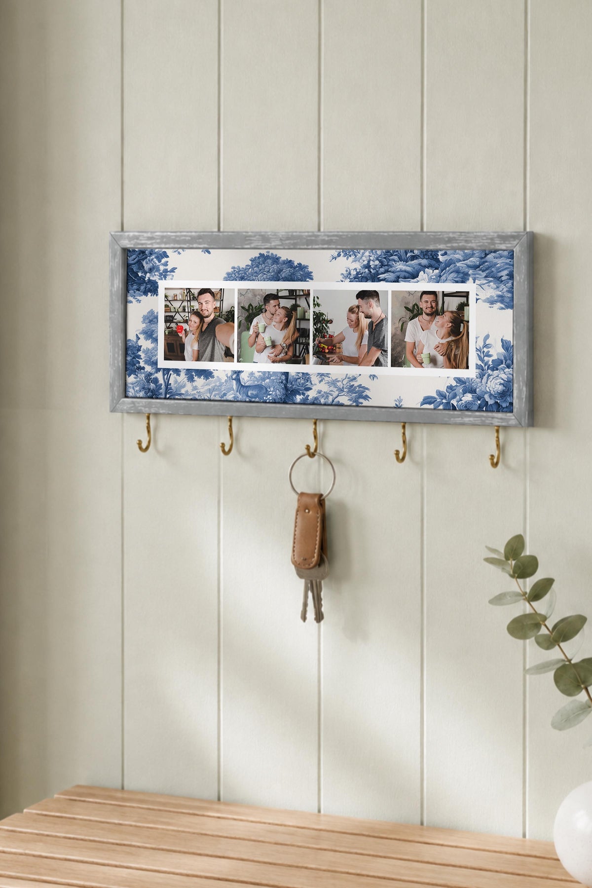 Kişiye Özel Tablo Anahtarlık, Photobooth Stili Gümüş Fotoğraf Çerçevesi, Vintage Duvar Dekoru