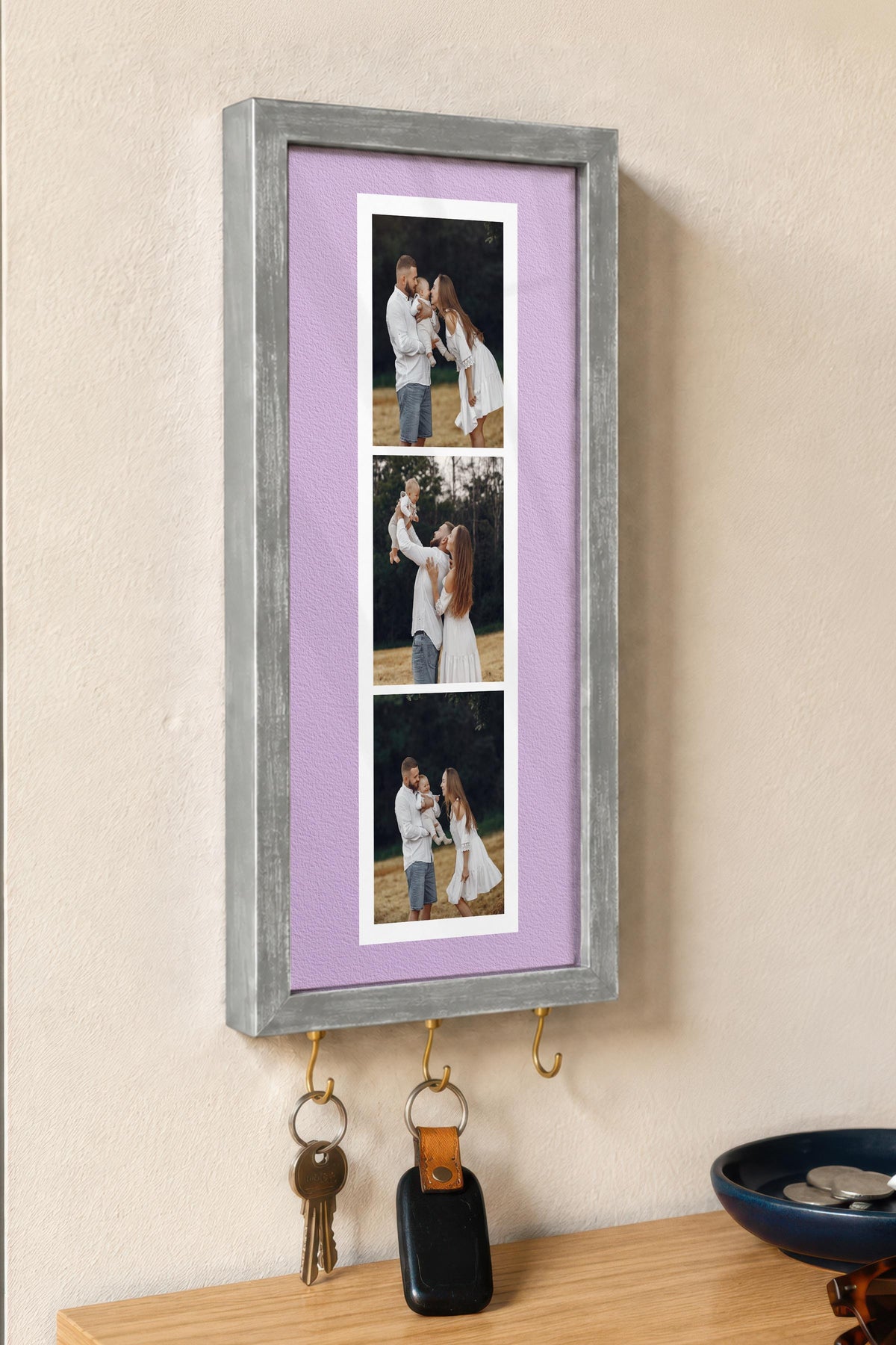 Kişiye Özel Tablo Anahtarlık, Photobooth Stili Gümüş Fotoğraf Çerçevesi, Vintage Duvar Dekoru