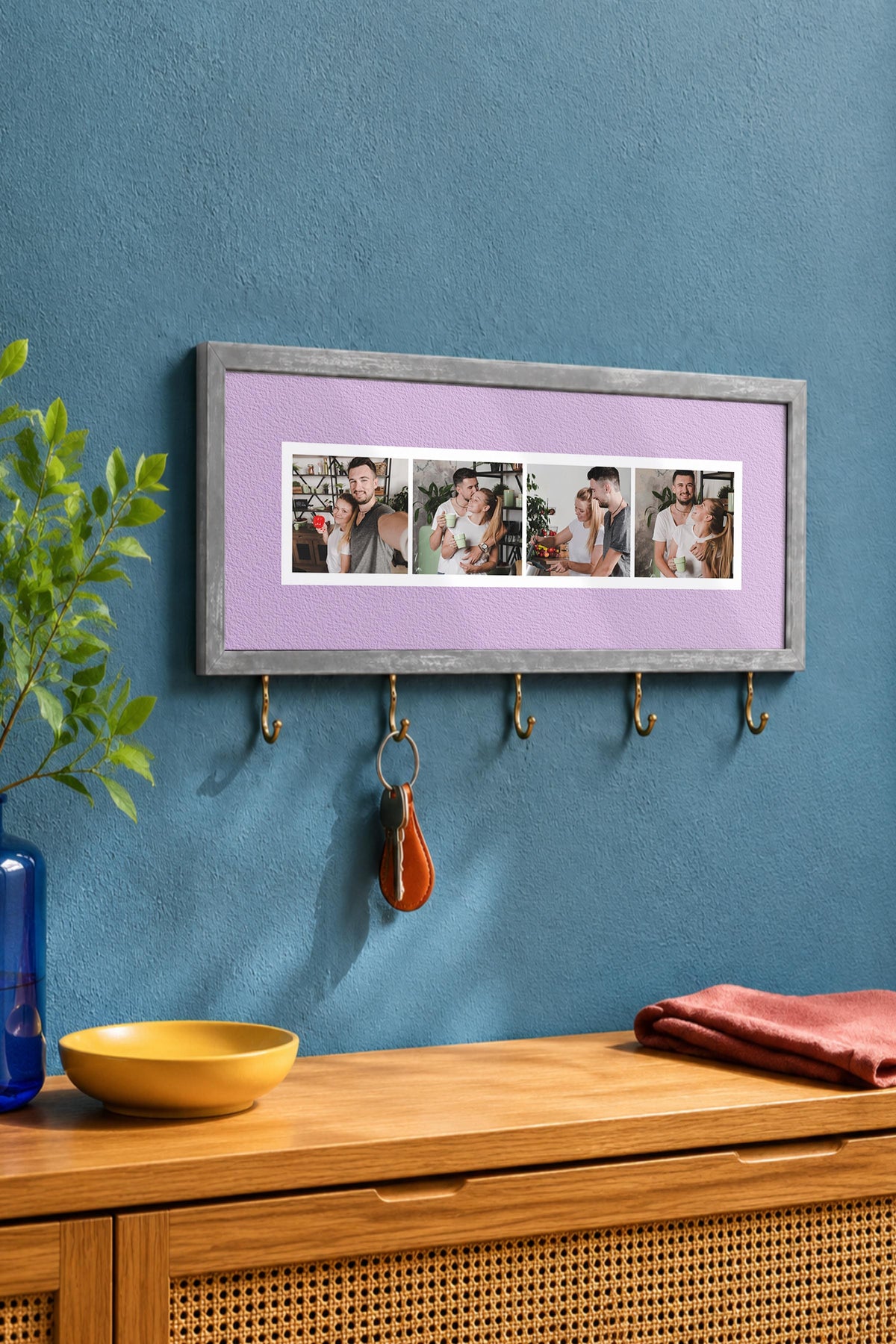 Kişiye Özel Tablo Anahtarlık, Photobooth Stili Gümüş Fotoğraf Çerçevesi, Vintage Duvar Dekoru