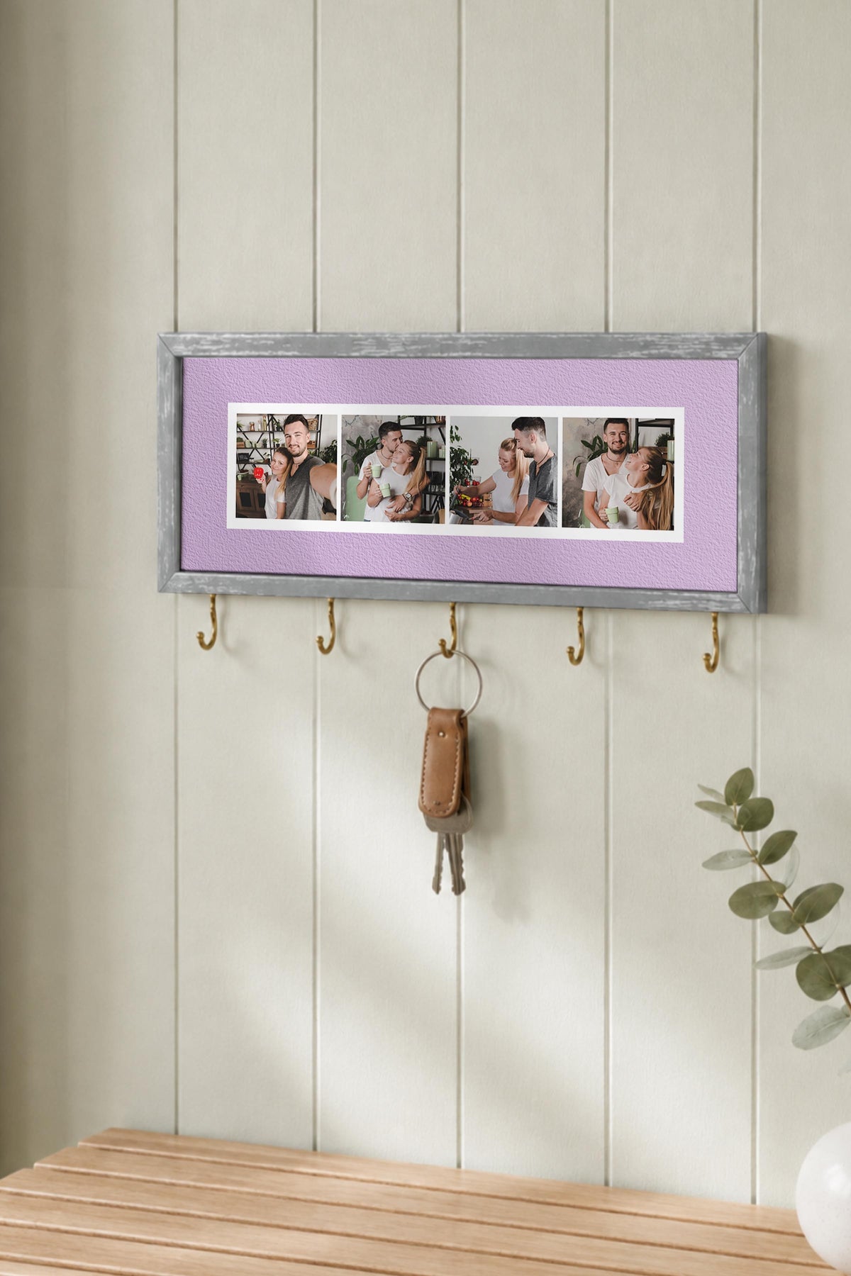 Kişiye Özel Tablo Anahtarlık, Photobooth Stili Gümüş Fotoğraf Çerçevesi, Vintage Duvar Dekoru