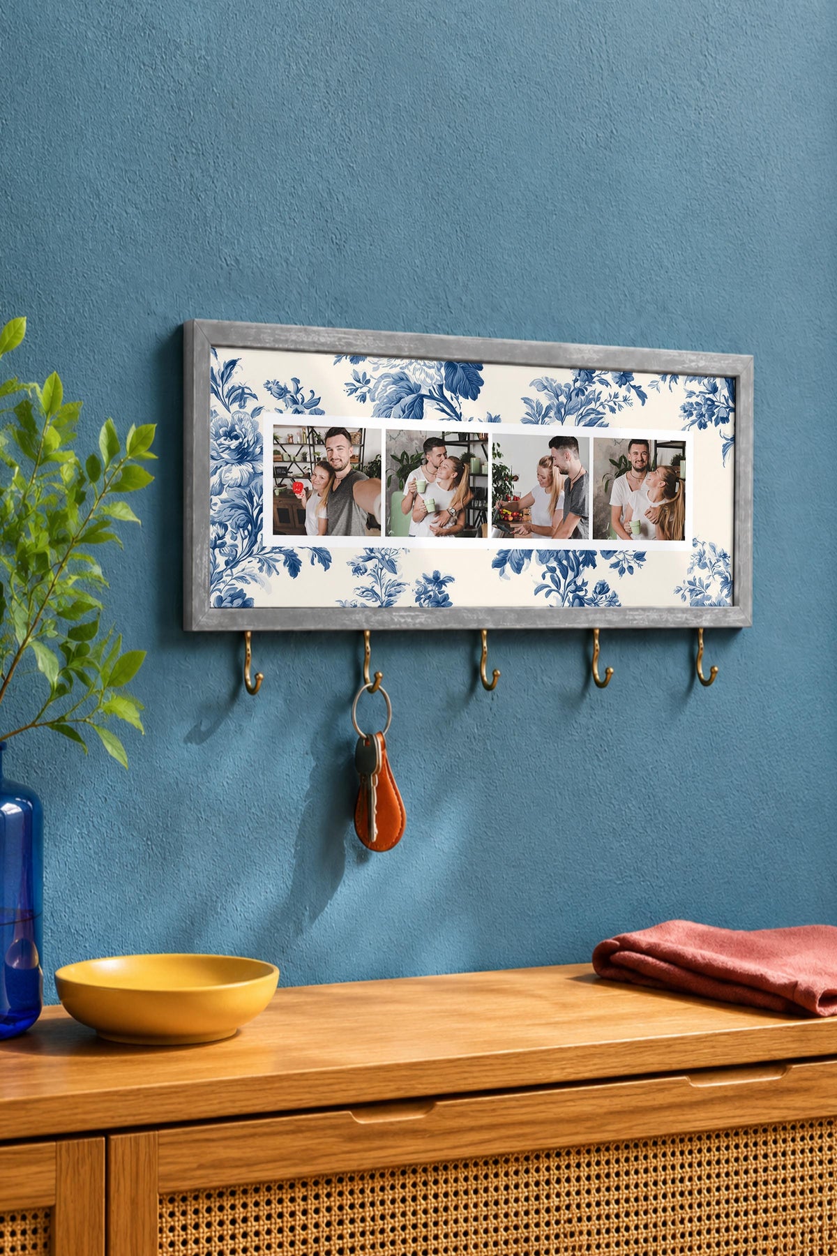 Kişiye Özel Tablo Anahtarlık, Photobooth Stili Gümüş Fotoğraf Çerçevesi, Vintage Duvar Dekoru
