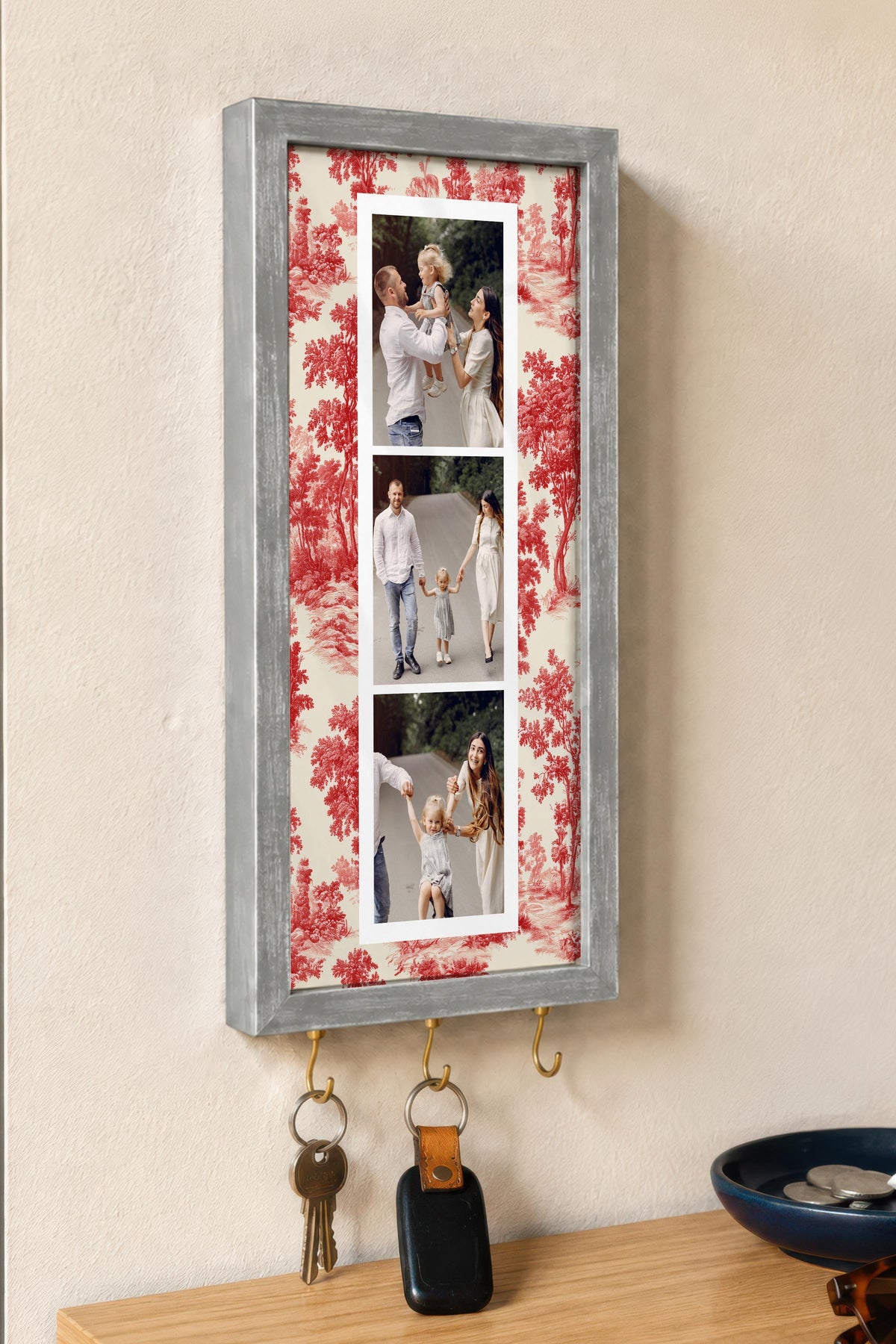 Kişiye Özel Tablo Anahtarlık, Photobooth Stili Gümüş Fotoğraf Çerçevesi, Vintage Duvar Dekoru