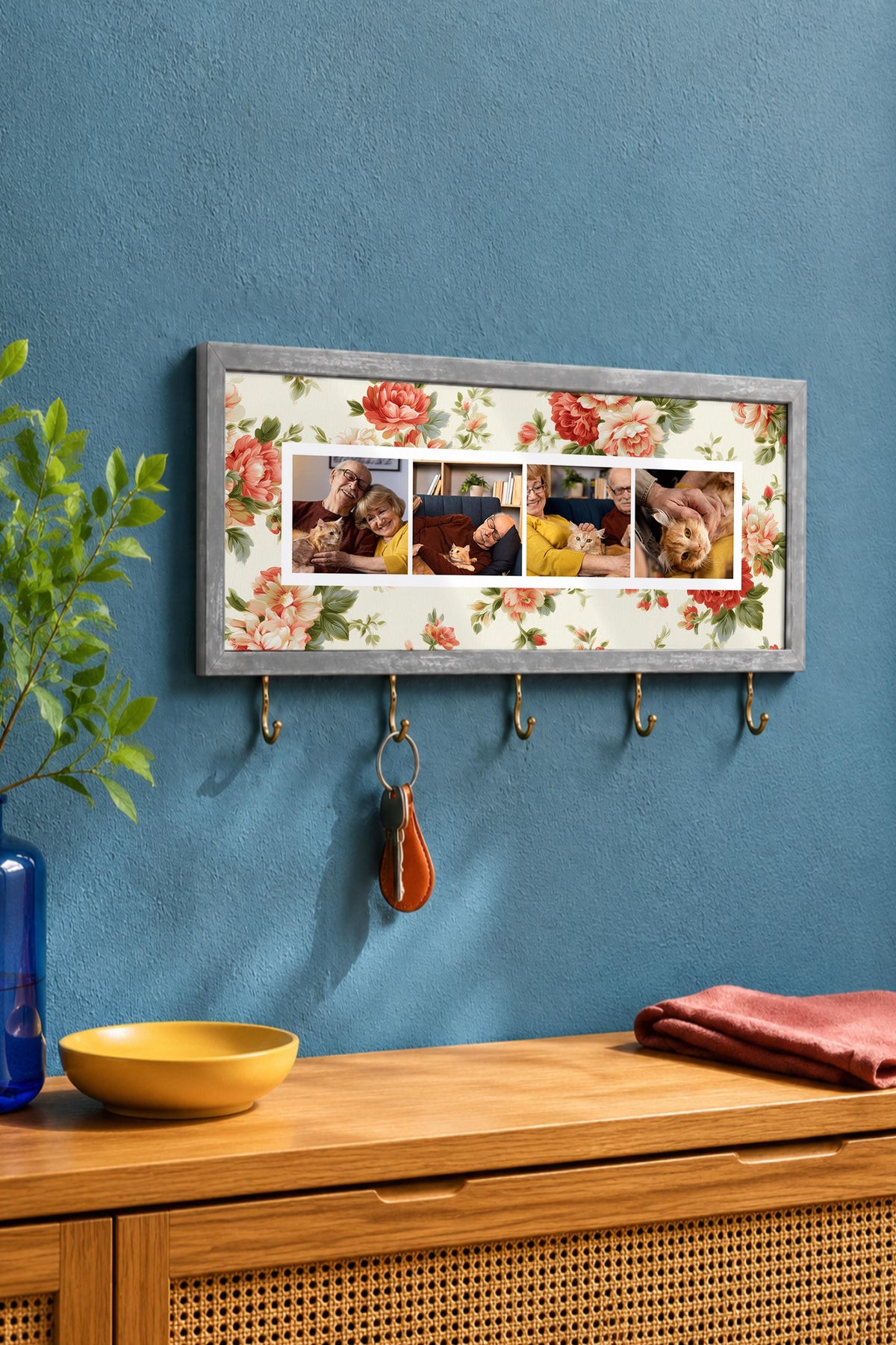 Kişiye Özel Tablo Anahtarlık, Photobooth Stili Gümüş Fotoğraf Çerçevesi, Vintage Duvar Dekoru