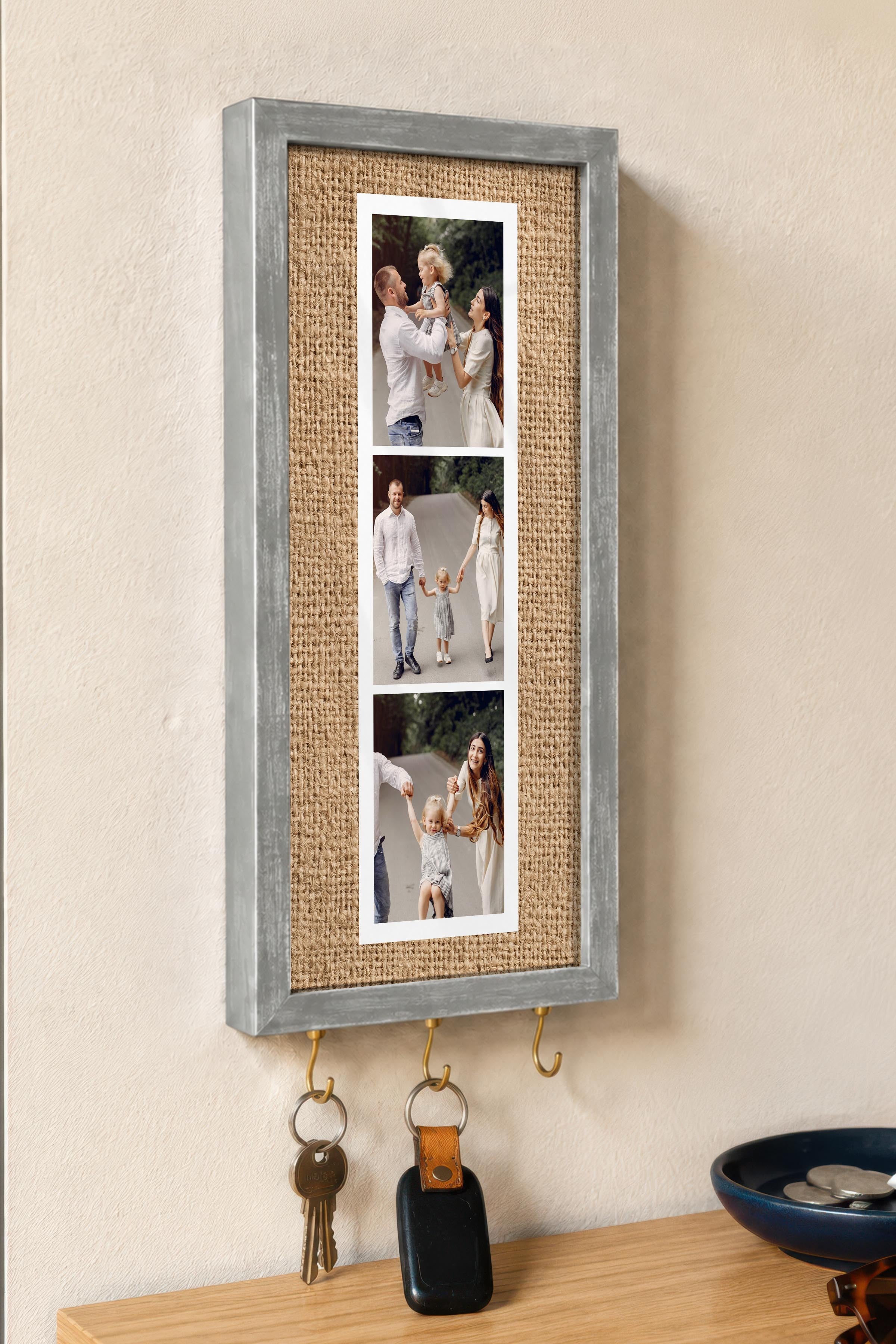 Kişiye Özel Tablo Anahtarlık, Photobooth Stili Gümüş Fotoğraf Çerçevesi, Vintage Duvar Dekoru
