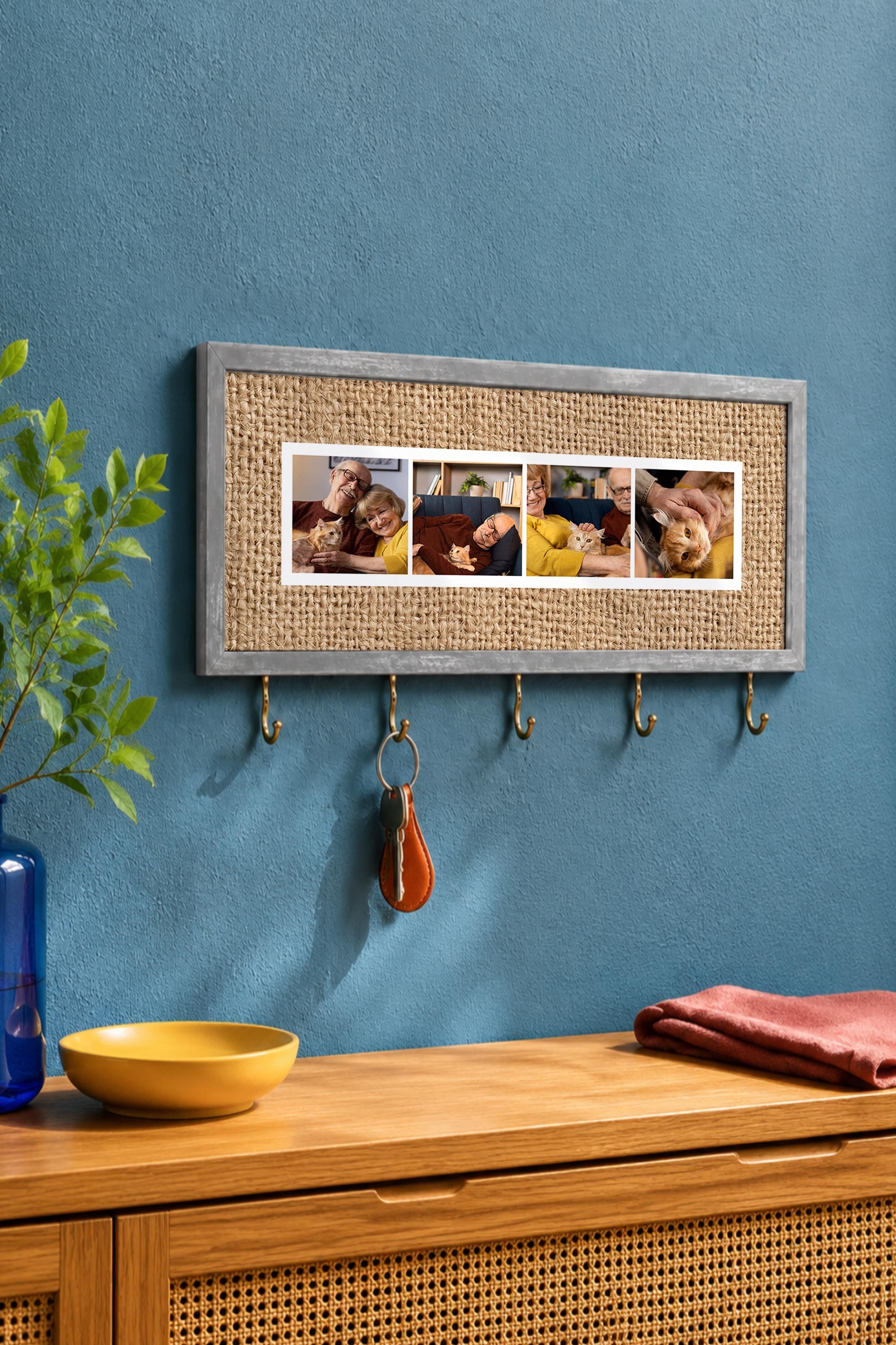 Kişiye Özel Tablo Anahtarlık, Photobooth Stili Gümüş Fotoğraf Çerçevesi, Vintage Duvar Dekoru