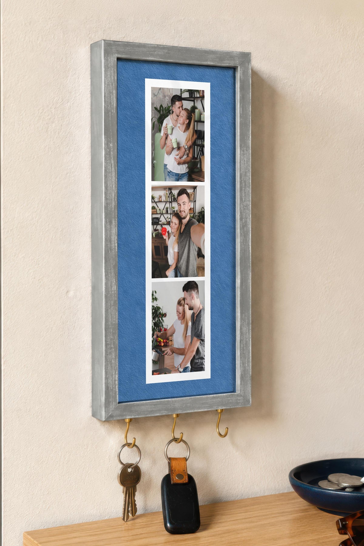Kişiye Özel Tablo Anahtarlık, Photobooth Stili Gümüş Fotoğraf Çerçevesi, Vintage Duvar Dekoru