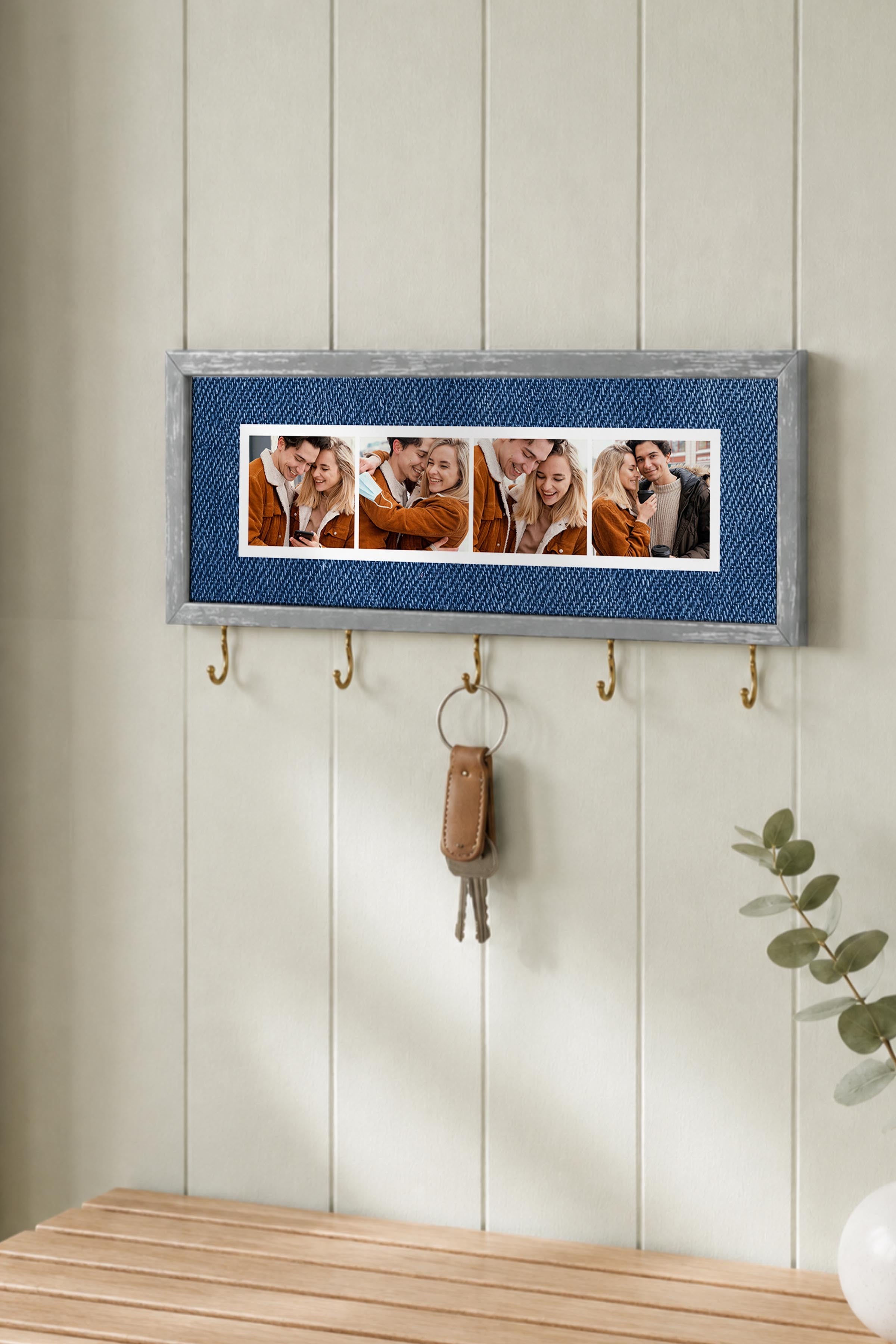 Kişiye Özel Tablo Anahtarlık, Photobooth Stili Gümüş Fotoğraf Çerçevesi, Vintage Duvar Dekoru