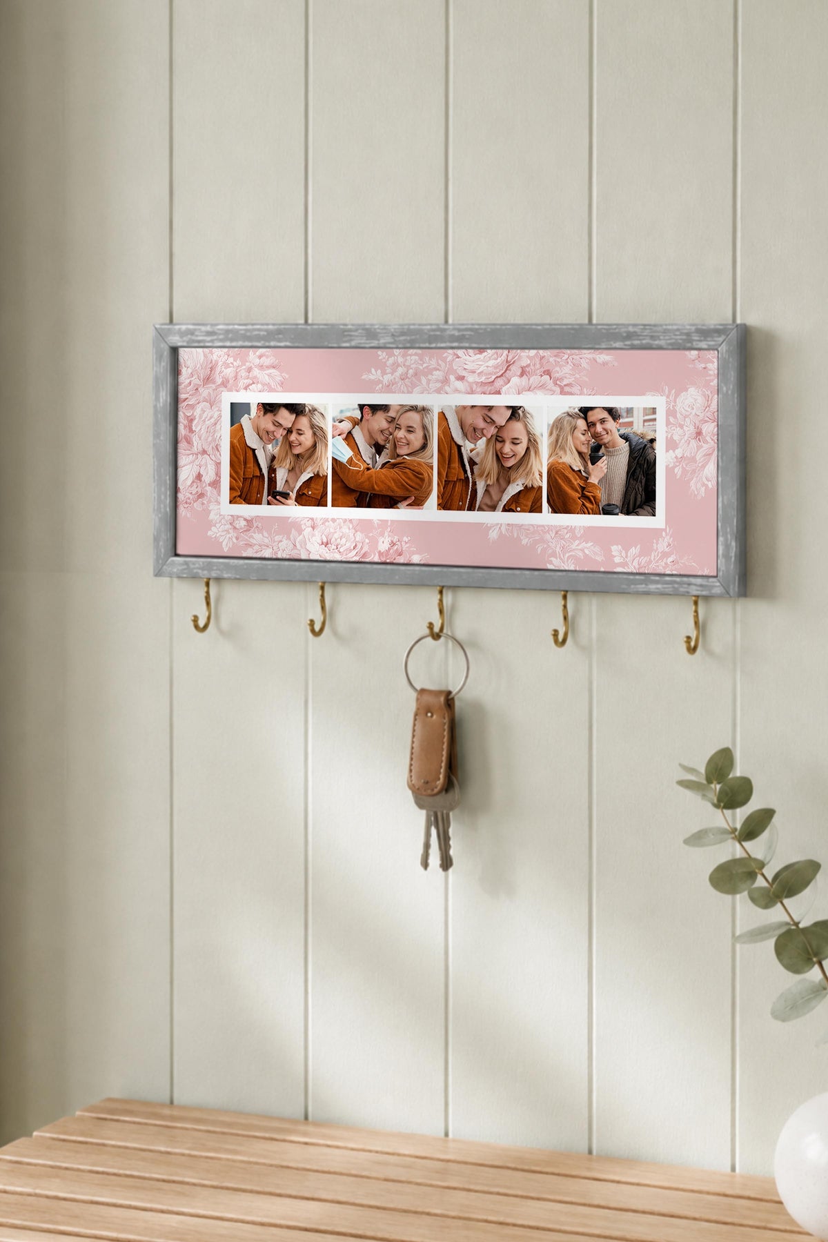 Kişiye Özel Tablo Anahtarlık, Photobooth Stili Gümüş Fotoğraf Çerçevesi, Vintage Duvar Dekoru