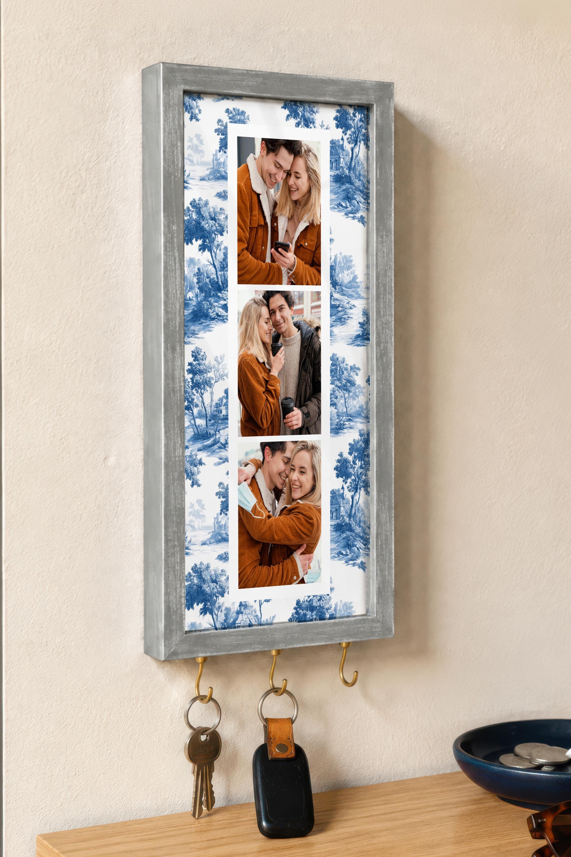 Kişiye Özel Tablo Anahtarlık, Photobooth Stili Gümüş Fotoğraf Çerçevesi, Vintage Duvar Dekoru