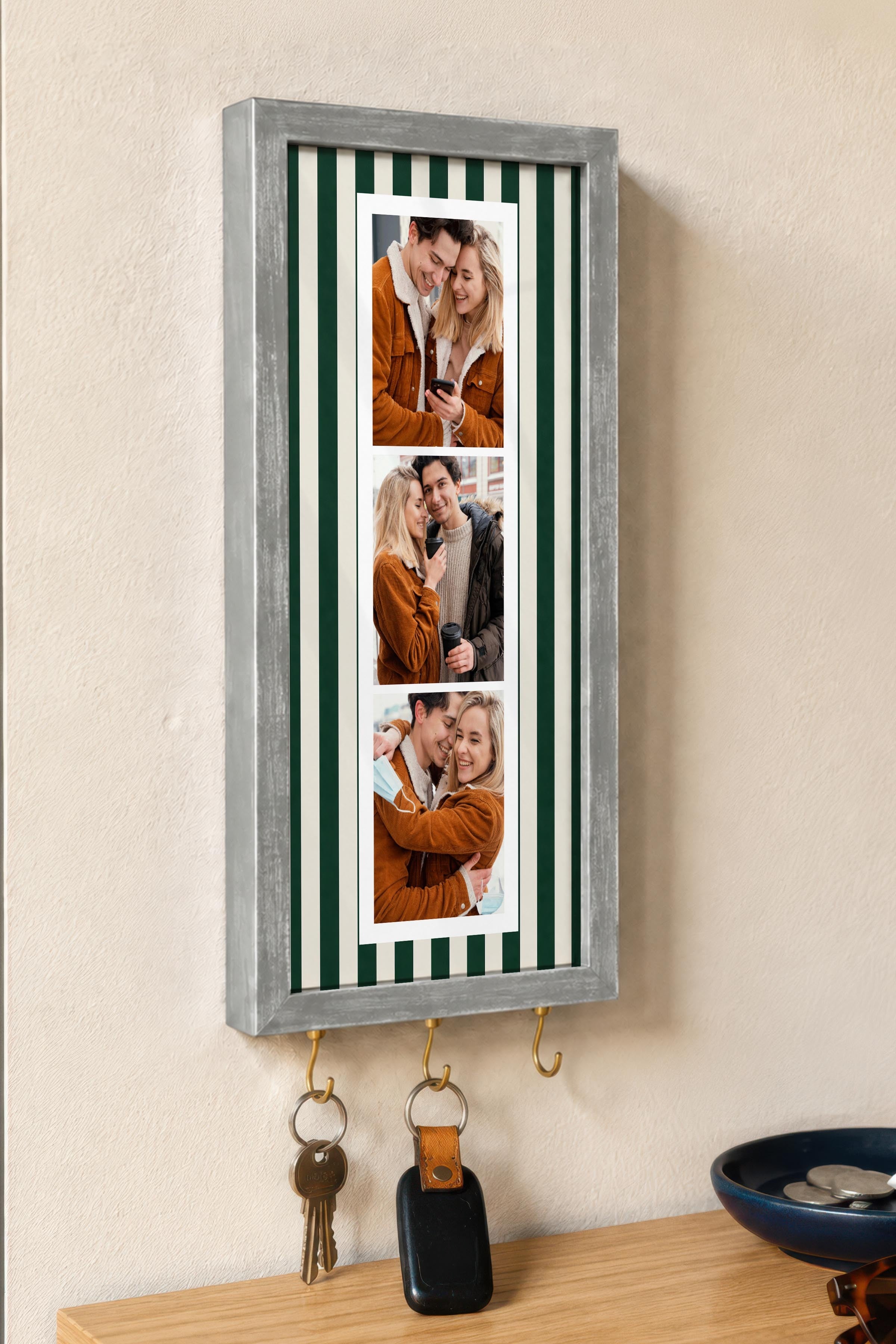 Kişiye Özel Tablo Anahtarlık, Photobooth Stili Gümüş Fotoğraf Çerçevesi, Vintage Duvar Dekoru