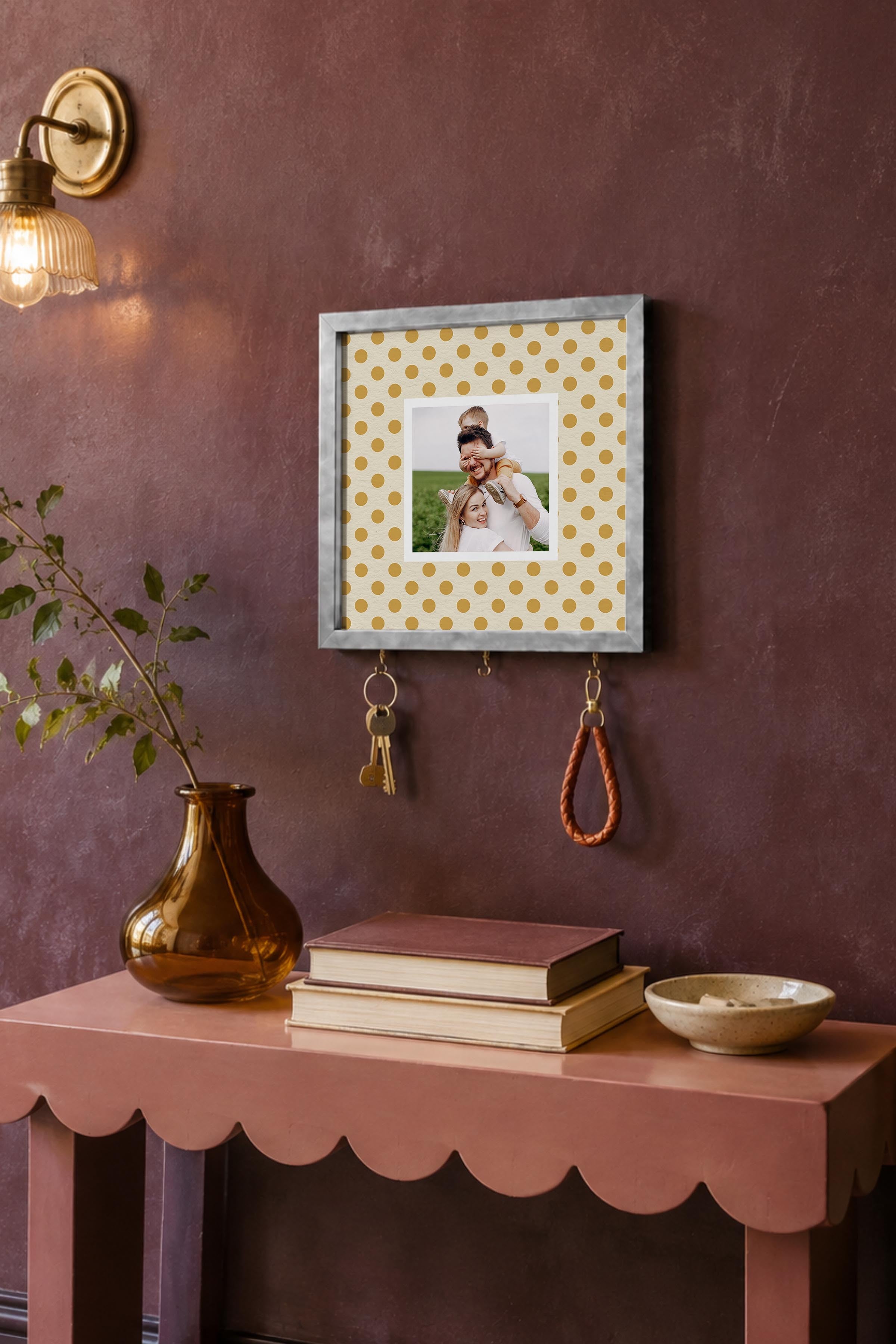 Kişiye Özel Tablo Anahtarlık, Photobooth Stili Gümüş Fotoğraf Çerçevesi, Vintage Duvar Dekoru