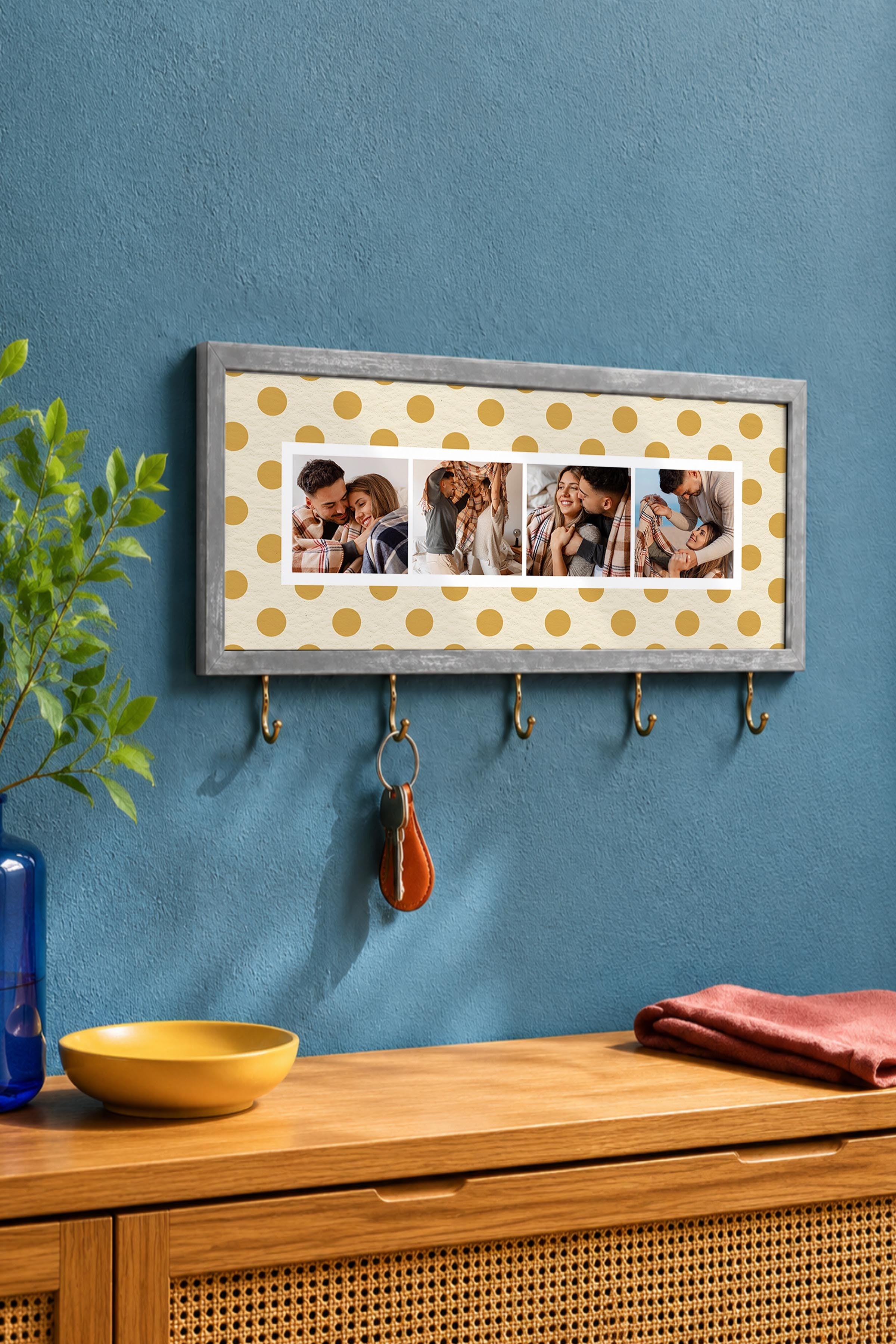 Kişiye Özel Tablo Anahtarlık, Photobooth Stili Gümüş Fotoğraf Çerçevesi, Vintage Duvar Dekoru
