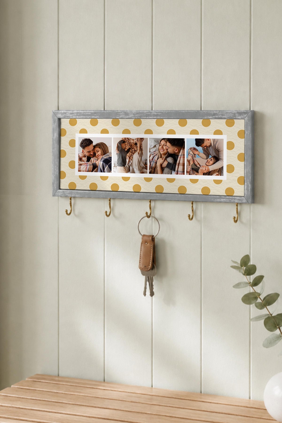Kişiye Özel Tablo Anahtarlık, Photobooth Stili Gümüş Fotoğraf Çerçevesi, Vintage Duvar Dekoru