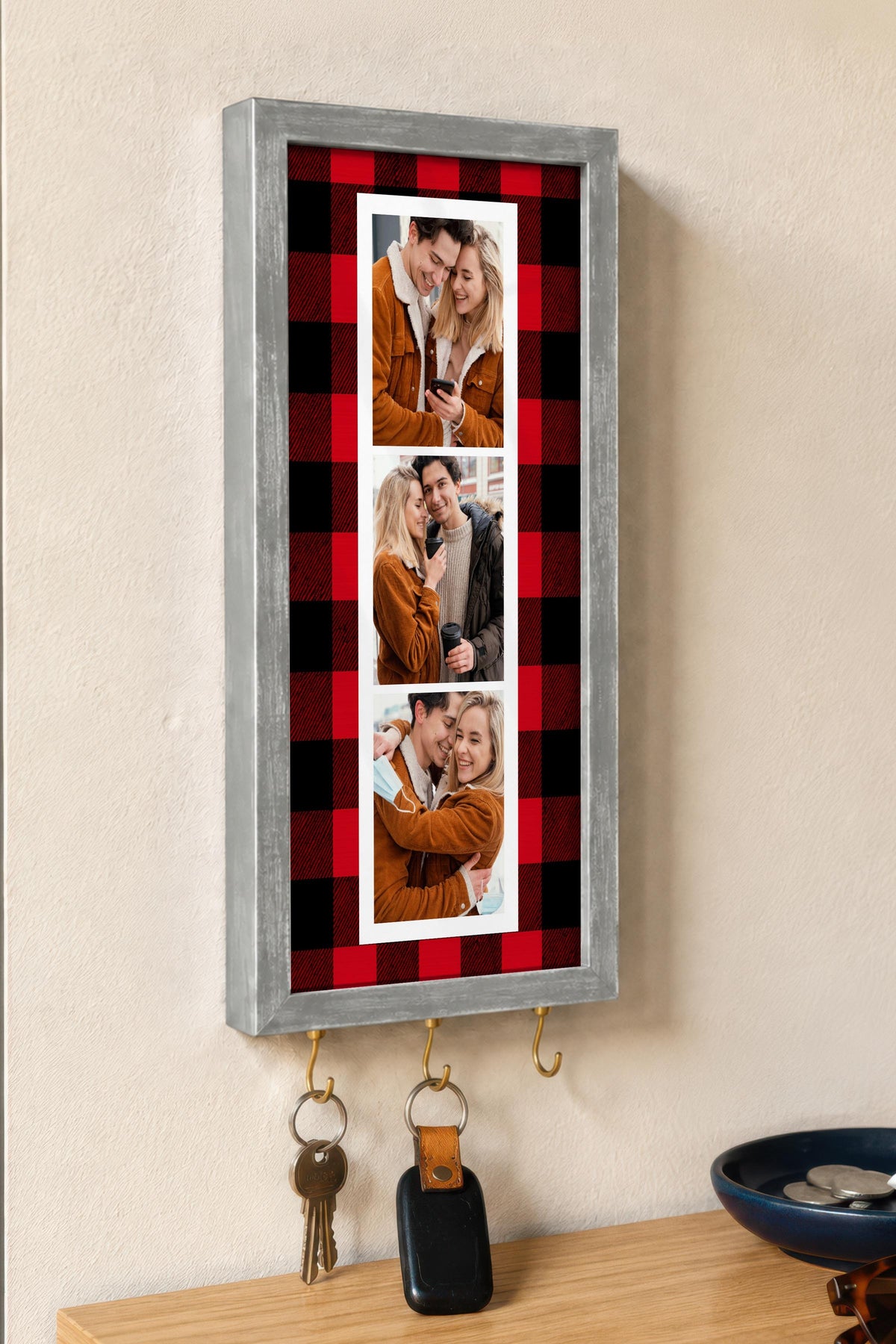 Kişiye Özel Tablo Anahtarlık, Photobooth Stili Gümüş Fotoğraf Çerçevesi, Vintage Duvar Dekoru