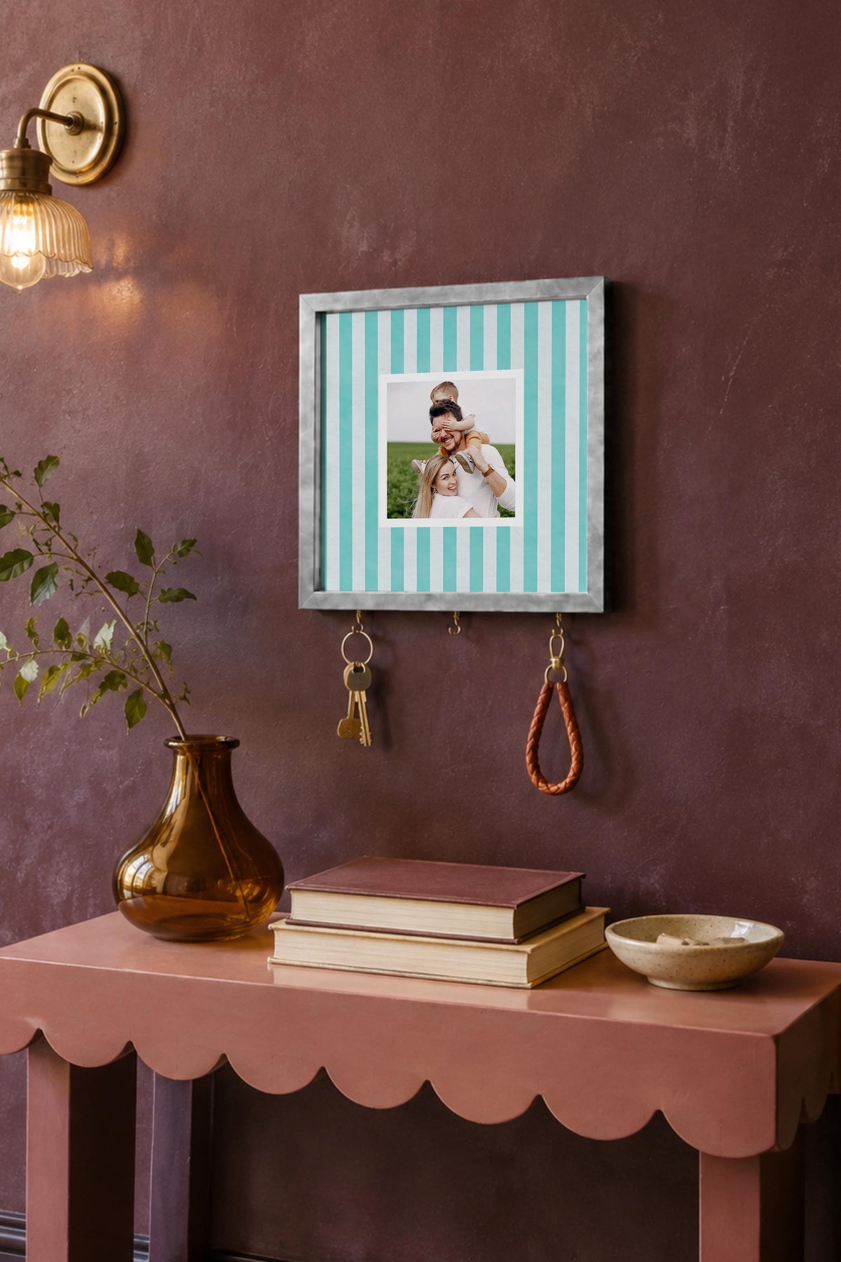 Kişiye Özel Tablo Anahtarlık, Photobooth Stili Gümüş Fotoğraf Çerçevesi, Vintage Duvar Dekoru