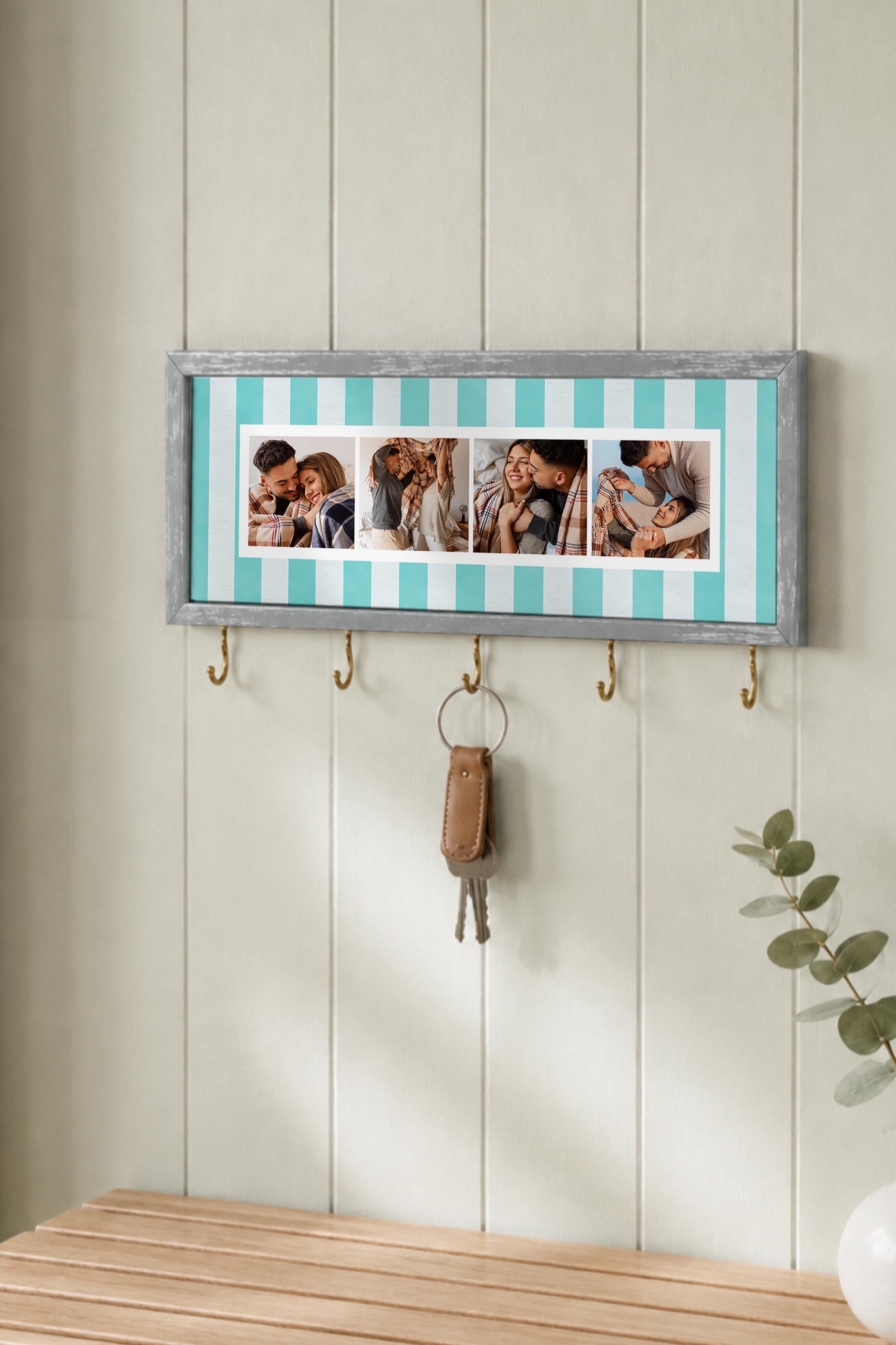 Kişiye Özel Tablo Anahtarlık, Photobooth Stili Gümüş Fotoğraf Çerçevesi, Vintage Duvar Dekoru