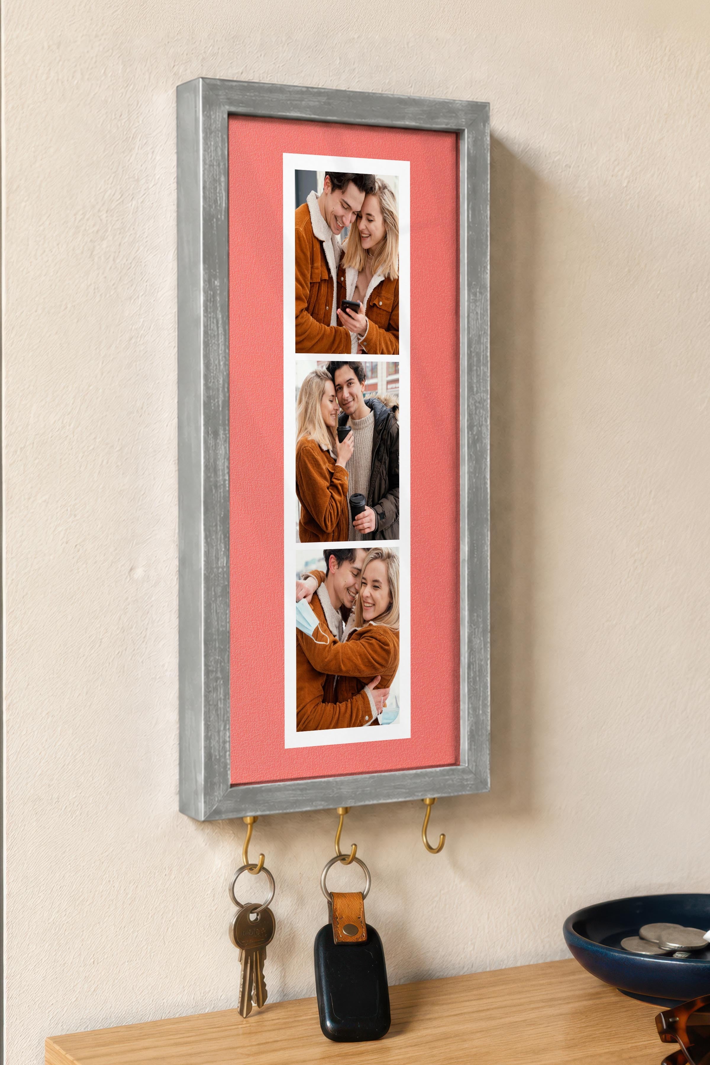 Kişiye Özel Tablo Anahtarlık, Photobooth Stili Gümüş Fotoğraf Çerçevesi, Vintage Duvar Dekoru