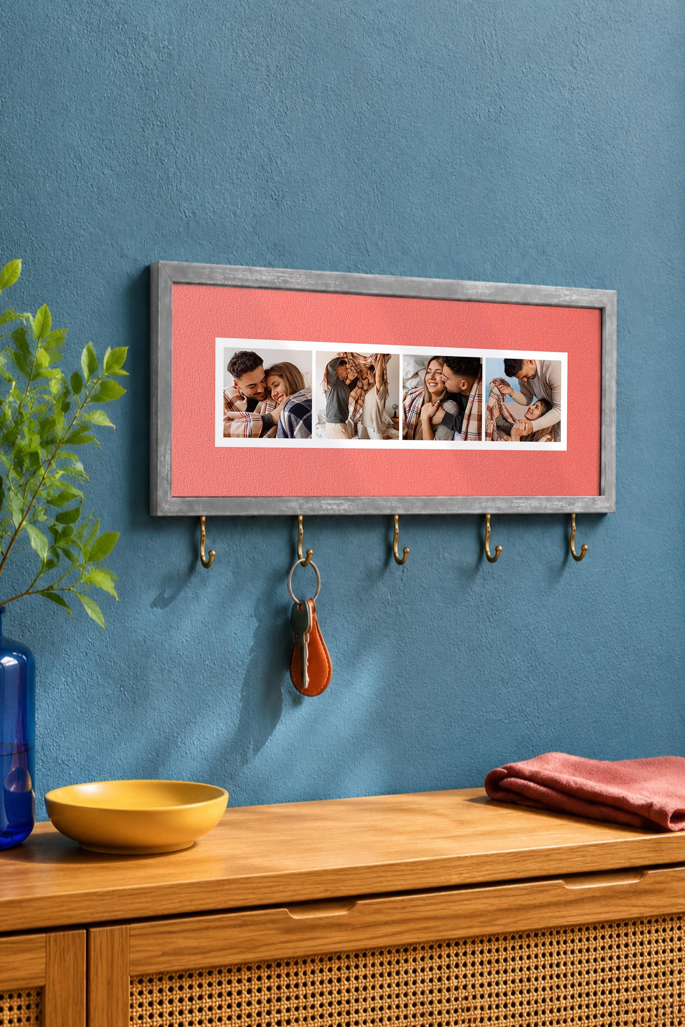 Kişiye Özel Tablo Anahtarlık, Photobooth Stili Gümüş Fotoğraf Çerçevesi, Vintage Duvar Dekoru