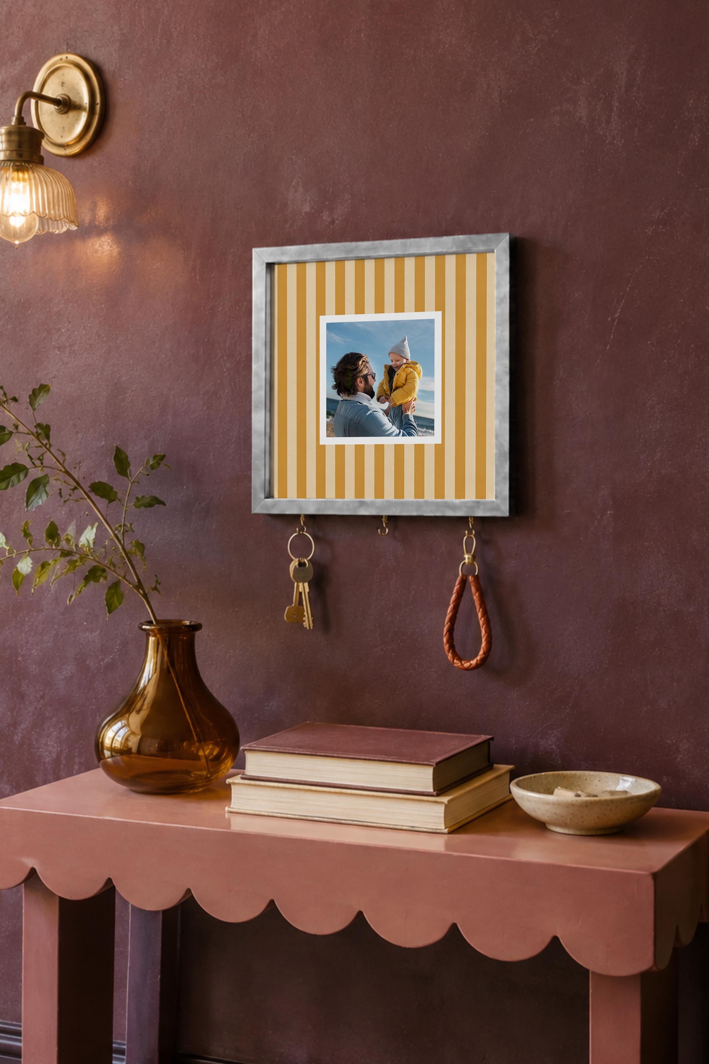 Kişiye Özel Tablo Anahtarlık, Photobooth Stili Gümüş Fotoğraf Çerçevesi, Vintage Duvar Dekoru