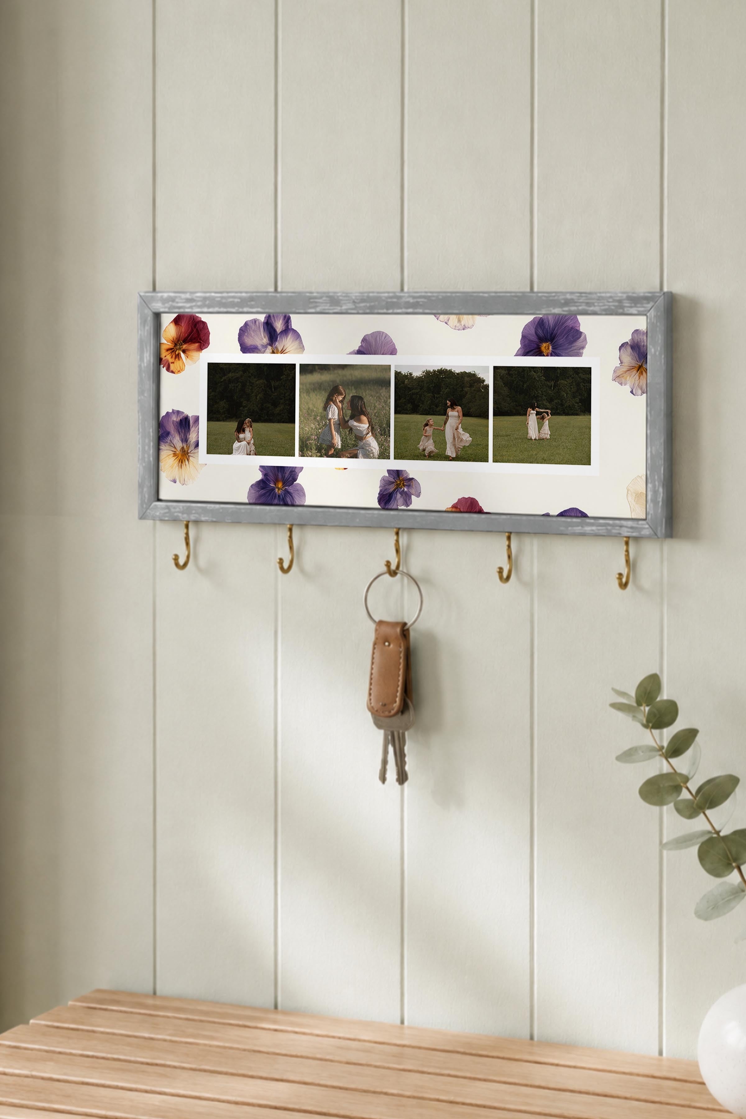 Kişiye Özel Tablo Anahtarlık, Photobooth Stili Gümüş Fotoğraf Çerçevesi, Vintage Duvar Dekoru