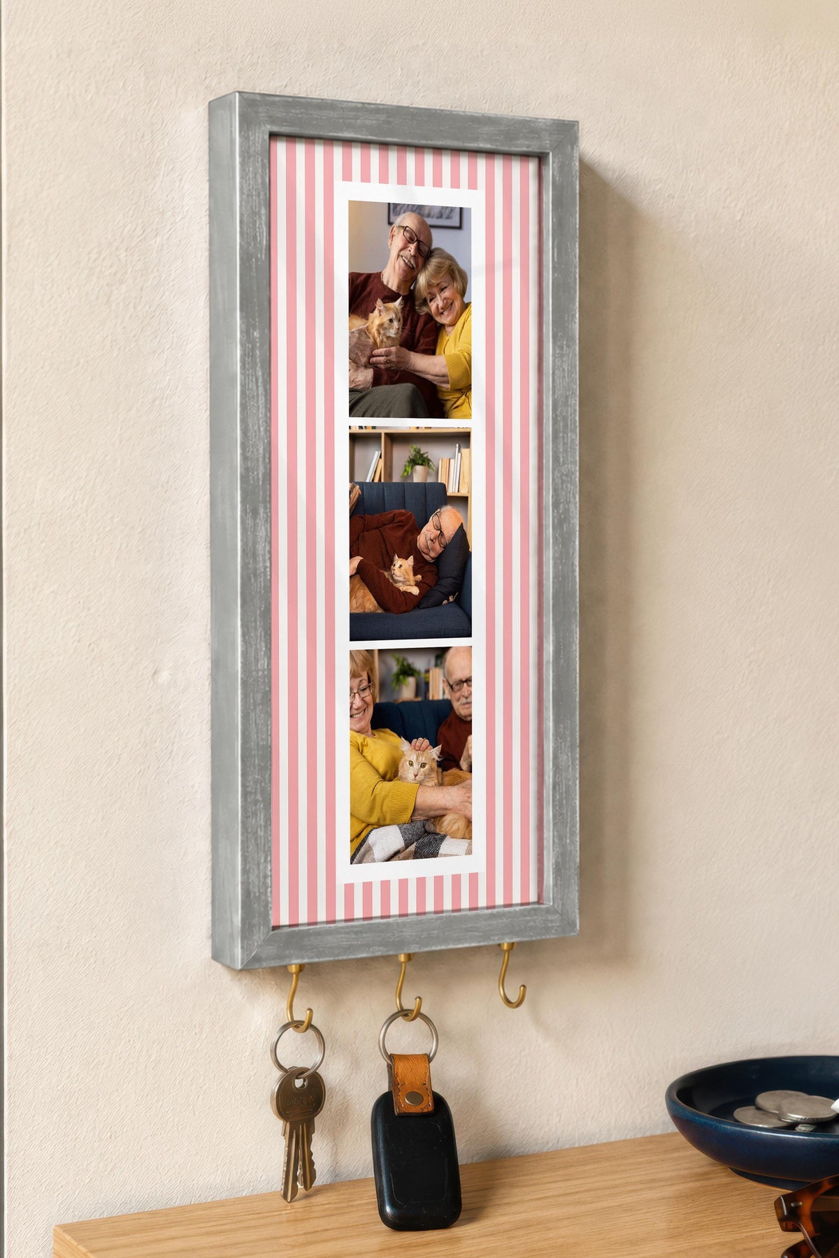 Kişiye Özel Tablo Anahtarlık, Photobooth Stili Gümüş Fotoğraf Çerçevesi, Vintage Duvar Dekoru