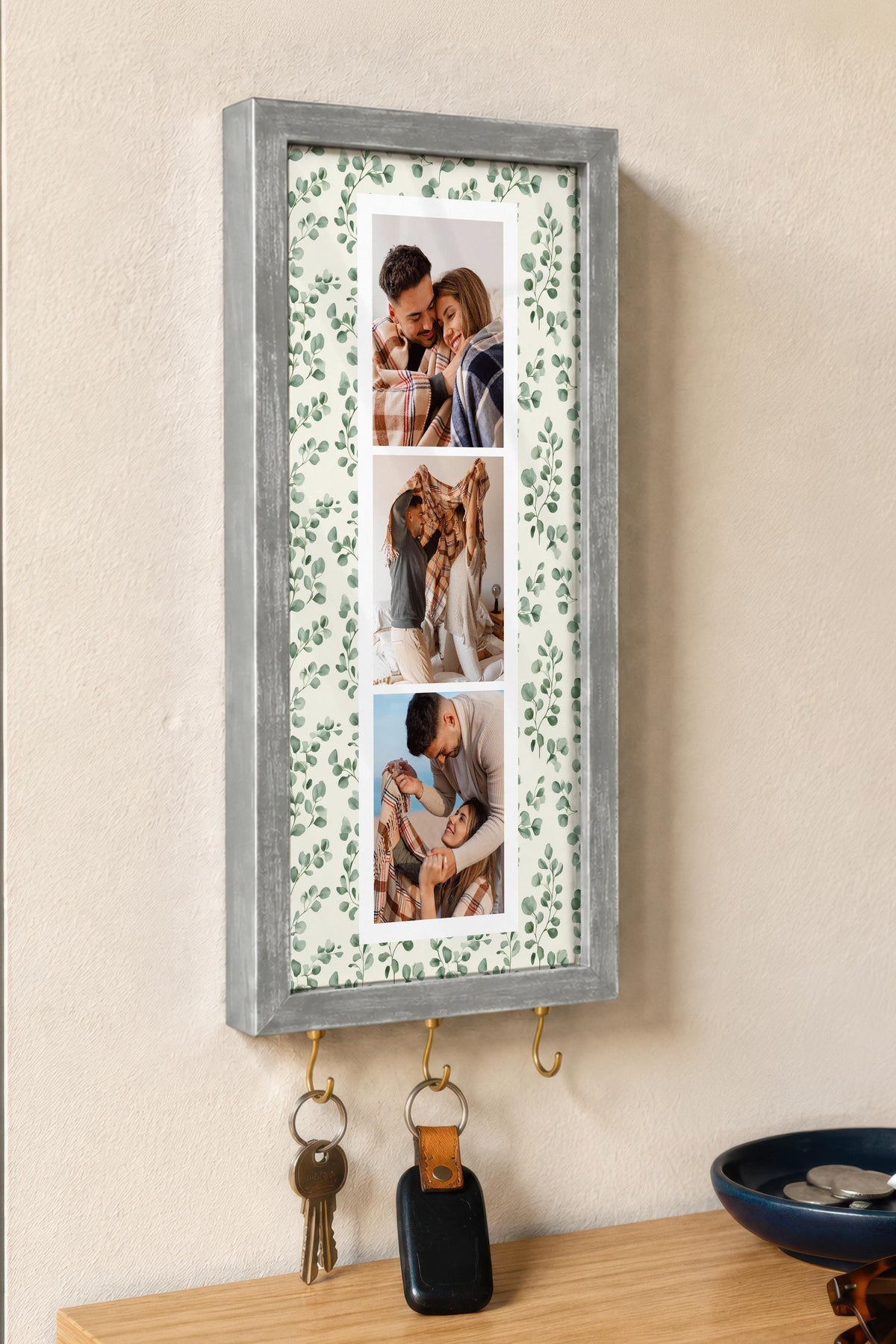 Kişiye Özel Tablo Anahtarlık, Photobooth Stili Gümüş Fotoğraf Çerçevesi, Vintage Duvar Dekoru