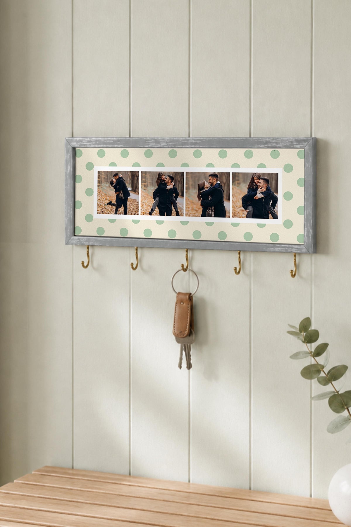 Kişiye Özel Tablo Anahtarlık, Photobooth Stili Gümüş Fotoğraf Çerçevesi, Vintage Duvar Dekoru