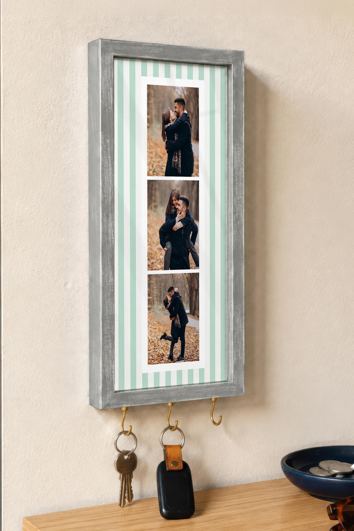Kişiye Özel Tablo Anahtarlık, Photobooth Stili Gümüş Fotoğraf Çerçevesi, Vintage Duvar Dekoru