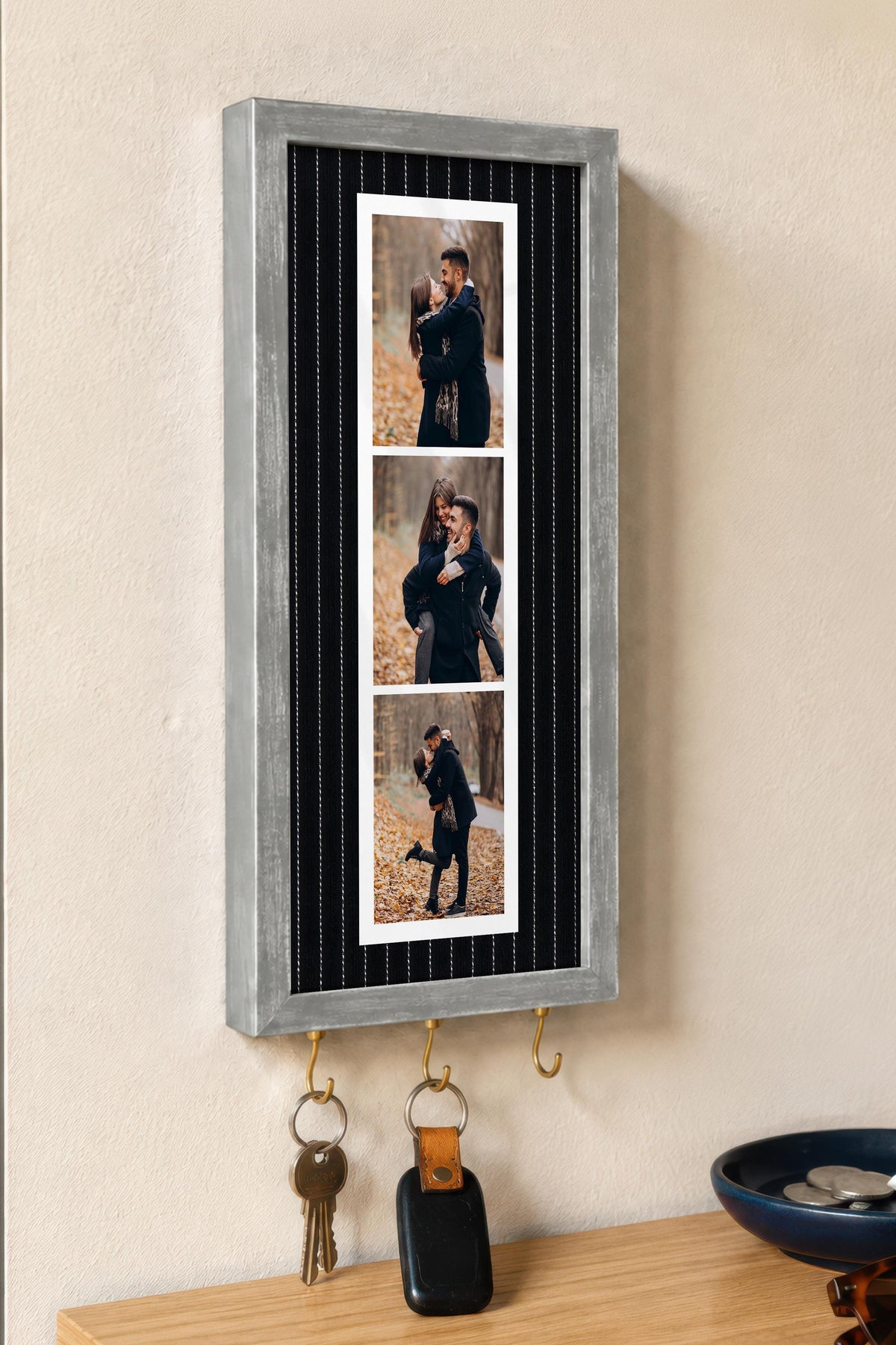 Kişiye Özel Tablo Anahtarlık, Photobooth Stili Gümüş Fotoğraf Çerçevesi, Vintage Duvar Dekoru