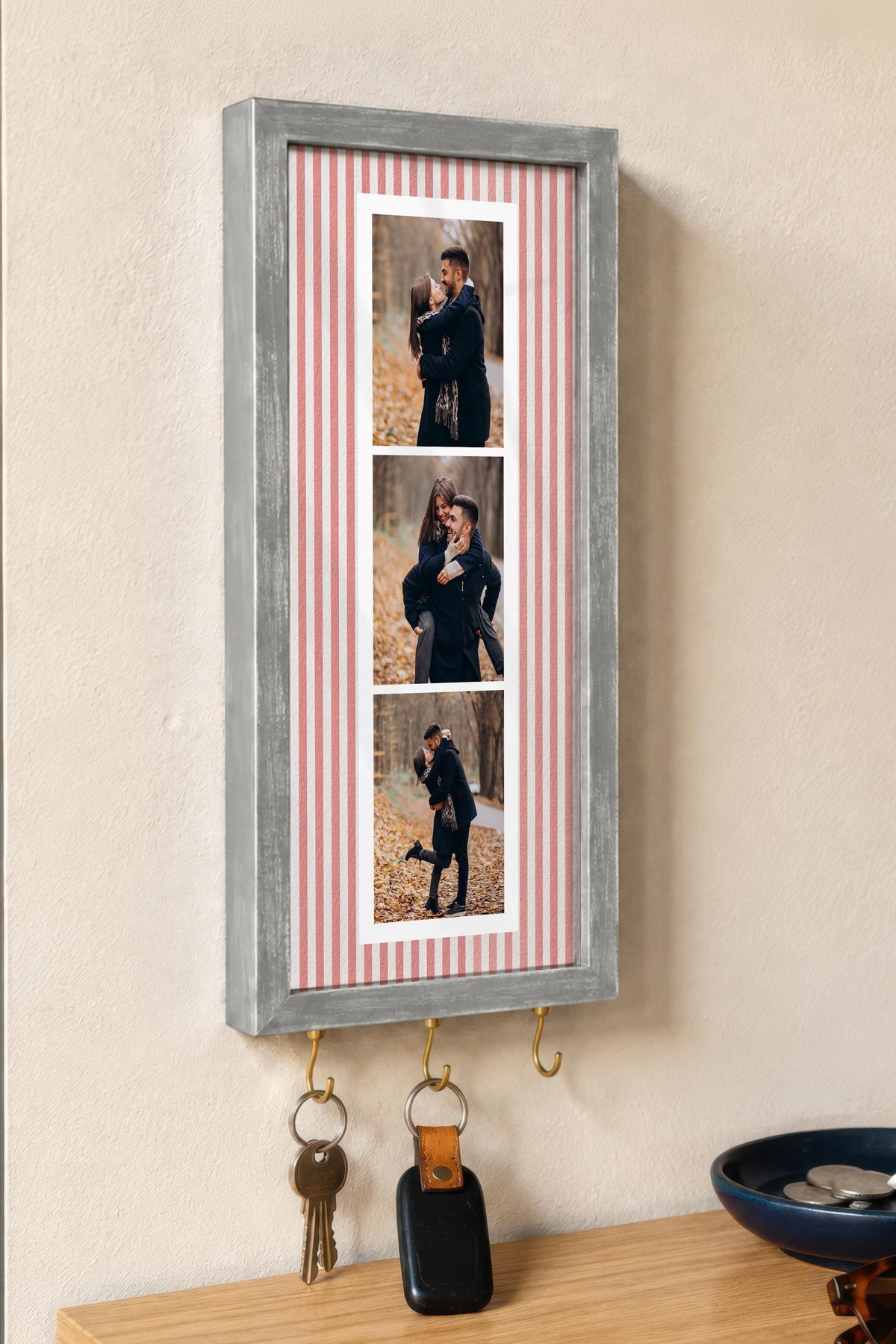 Kişiye Özel Tablo Anahtarlık, Photobooth Stili Gümüş Fotoğraf Çerçevesi, Vintage Duvar Dekoru