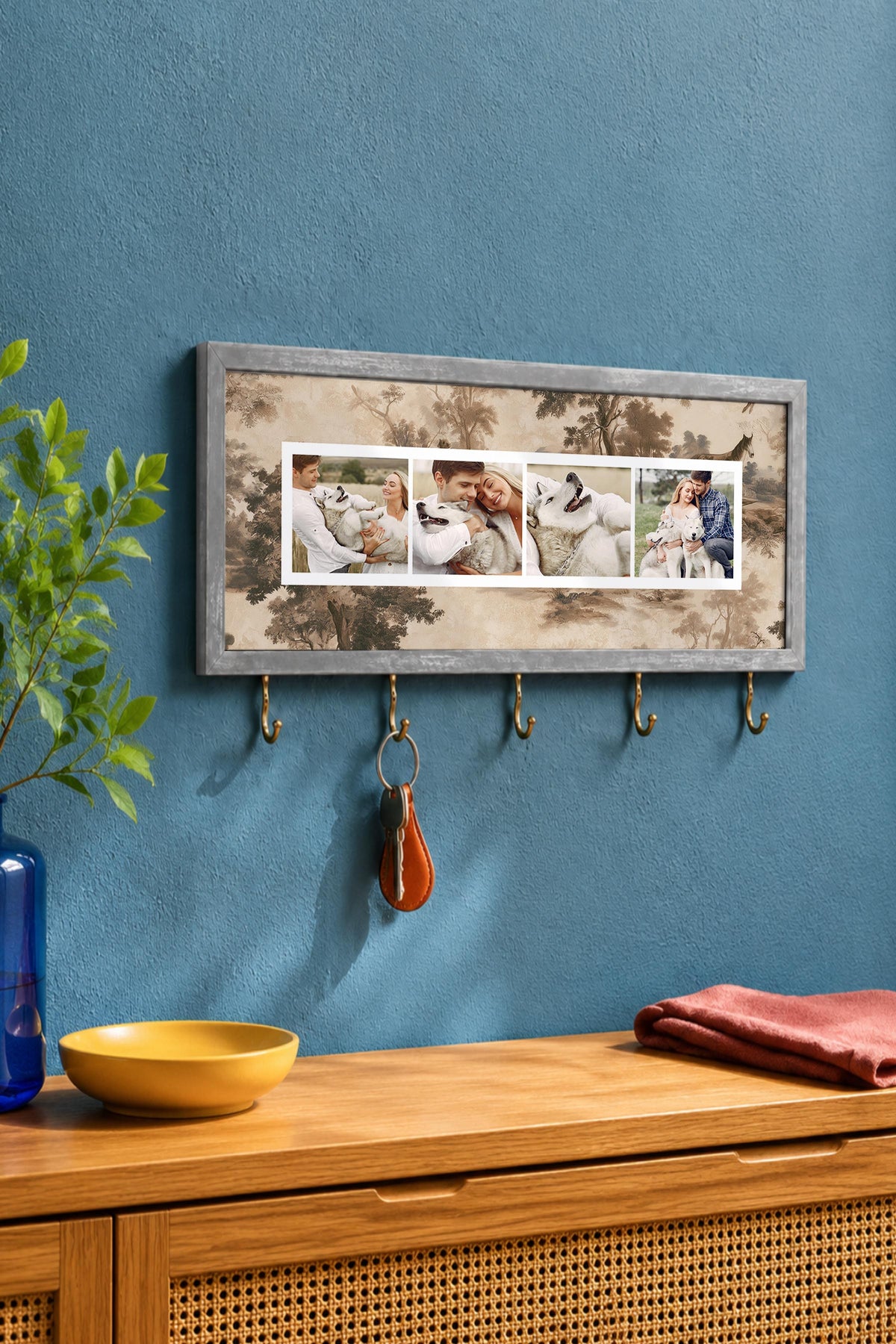 Kişiye Özel Tablo Anahtarlık, Photobooth Stili Gümüş Fotoğraf Çerçevesi, Vintage Duvar Dekoru