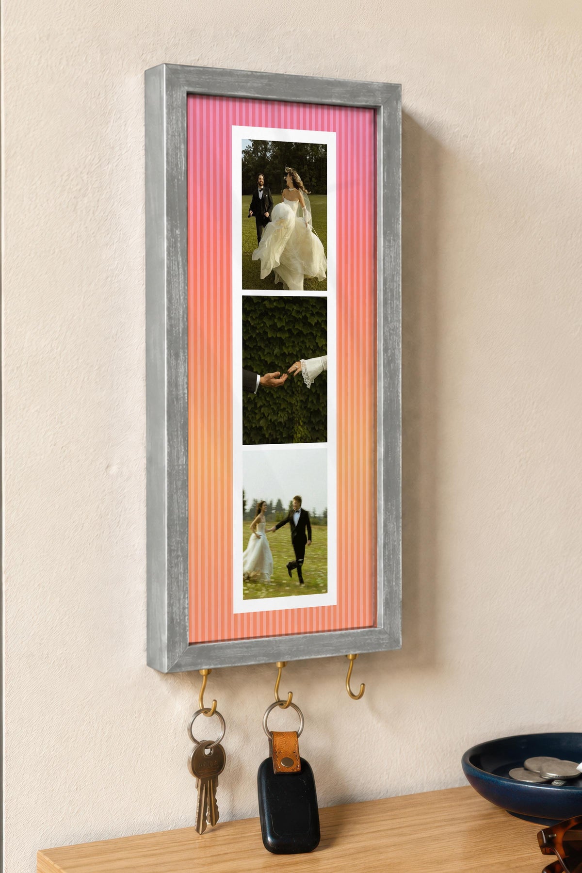 Kişiye Özel Tablo Anahtarlık, Photobooth Stili Gümüş Fotoğraf Çerçevesi, Vintage Duvar Dekoru