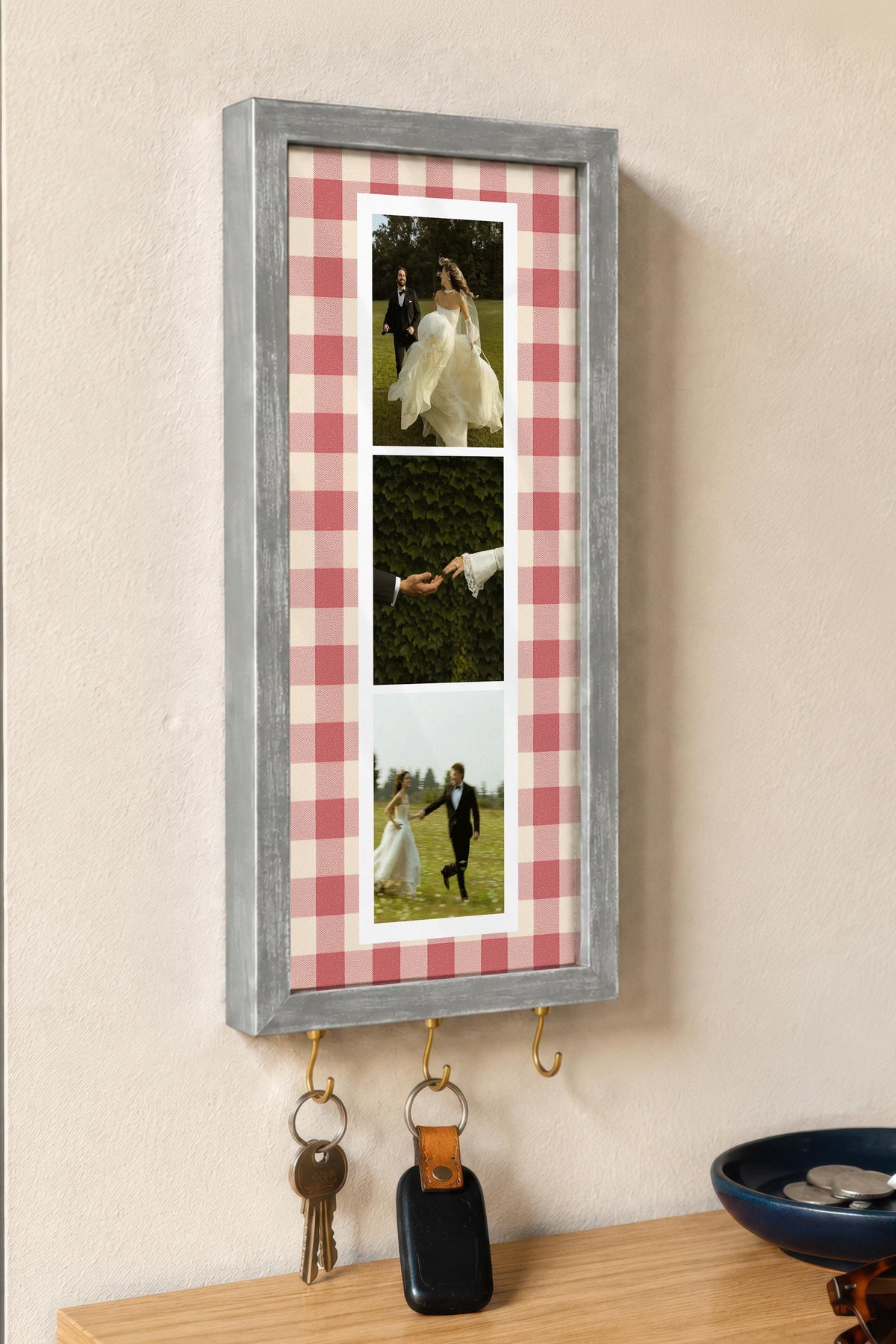 Kişiye Özel Tablo Anahtarlık, Photobooth Stili Gümüş Fotoğraf Çerçevesi, Vintage Duvar Dekoru