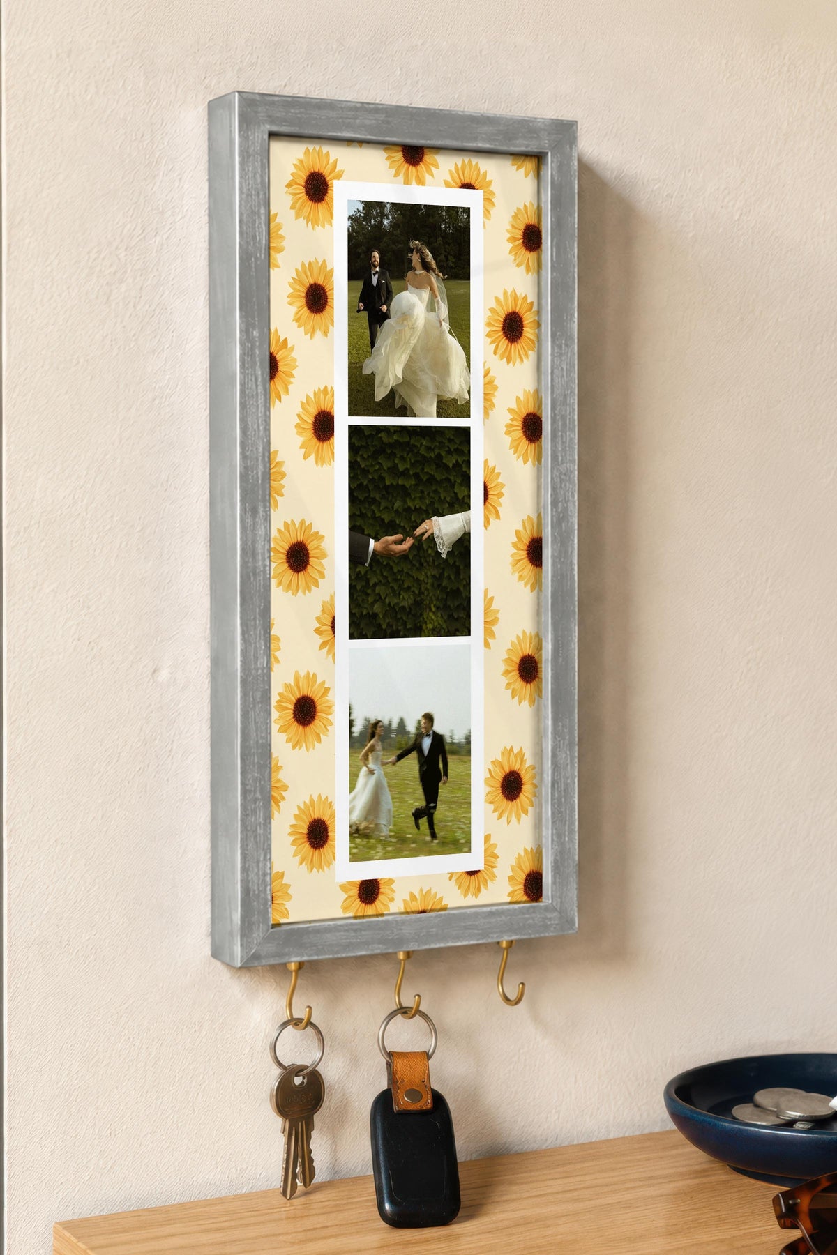 Kişiye Özel Tablo Anahtarlık, Photobooth Stili Gümüş Fotoğraf Çerçevesi, Vintage Duvar Dekoru