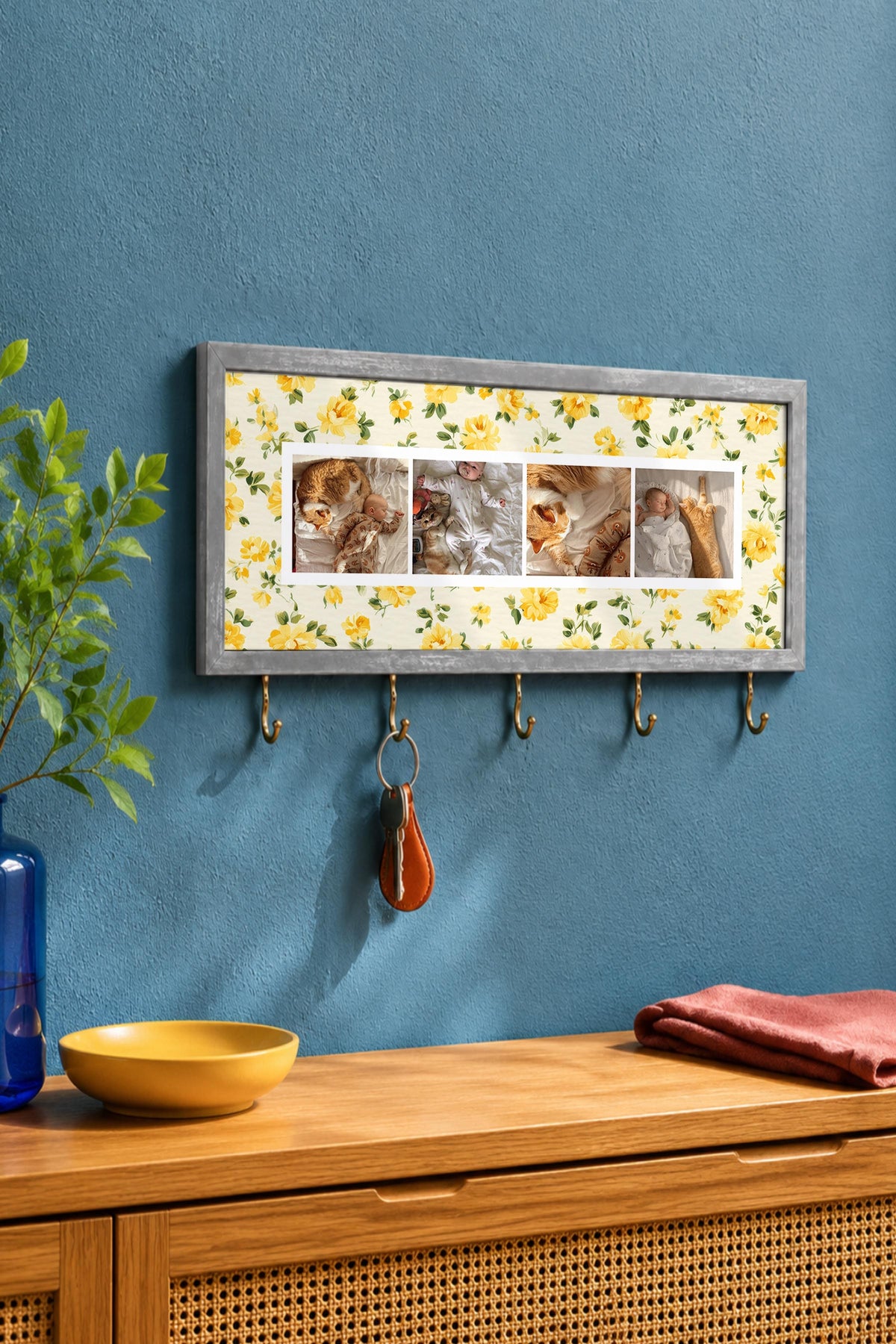 Kişiye Özel Tablo Anahtarlık, Photobooth Stili Gümüş Fotoğraf Çerçevesi, Vintage Duvar Dekoru