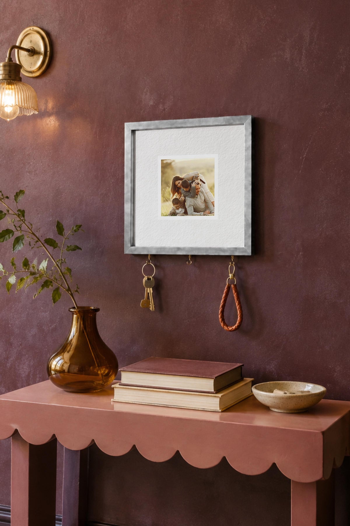 Kişiye Özel Tablo Anahtarlık, Photobooth Stili Gümüş Fotoğraf Çerçevesi, Vintage Duvar Dekoru