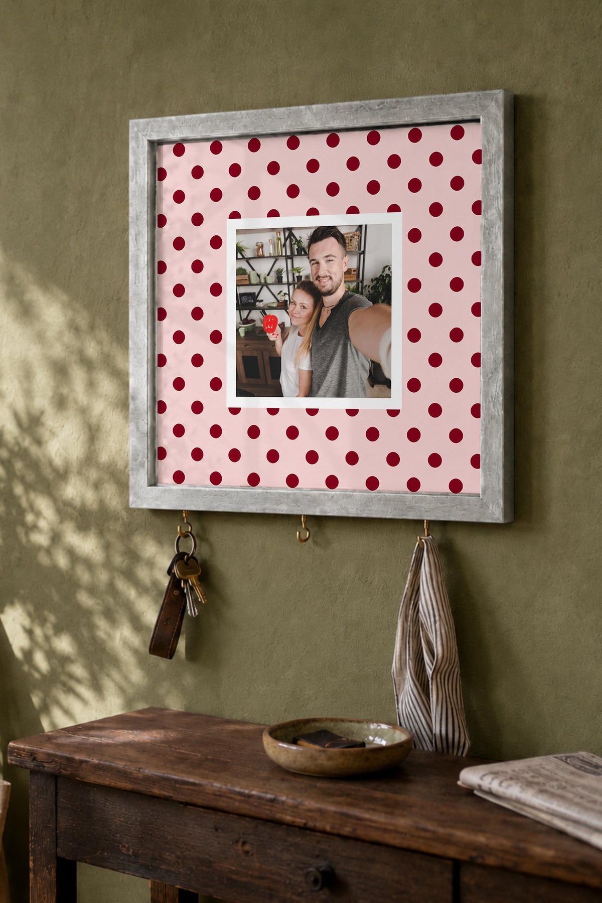Kişiye Özel Tablo Anahtarlık, Photobooth Stili Gümüş Fotoğraf Çerçevesi, Vintage Duvar Dekoru