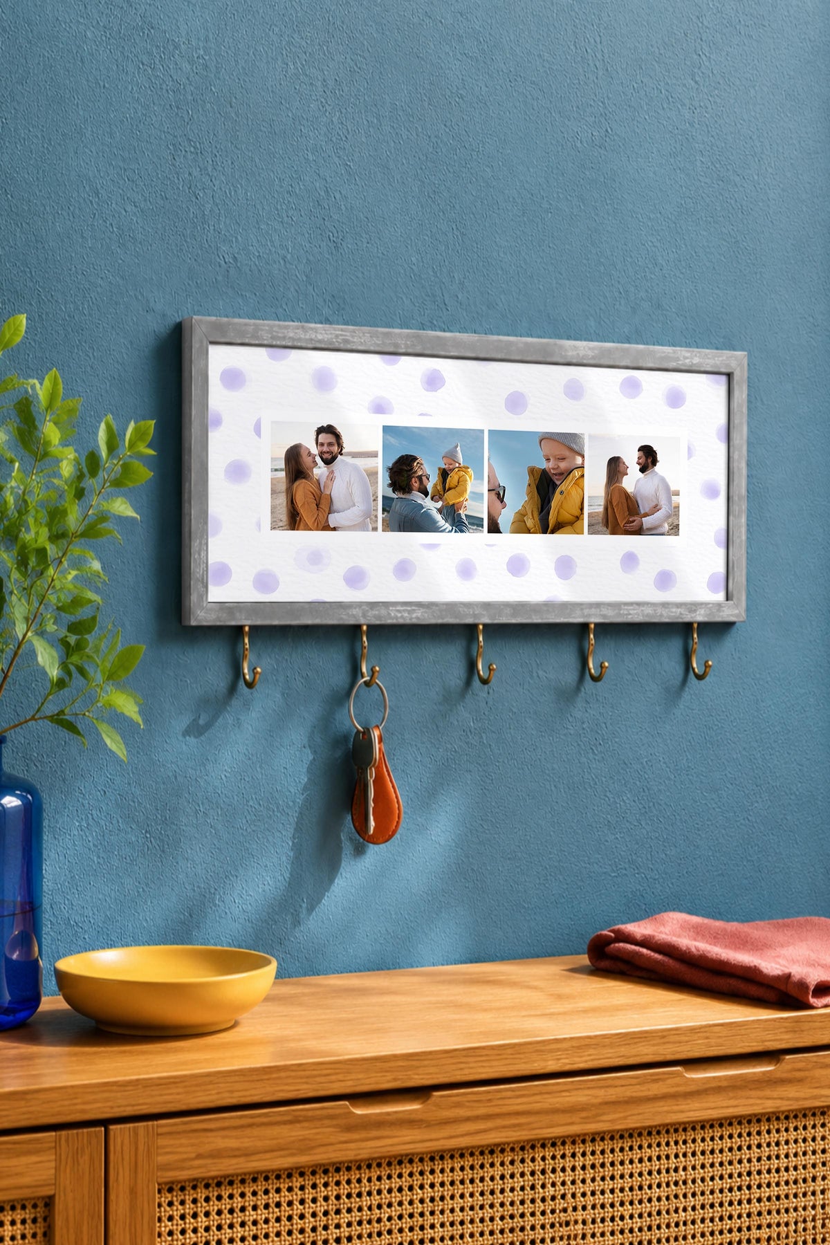 Kişiye Özel Tablo Anahtarlık, Photobooth Stili Gümüş Fotoğraf Çerçevesi, Vintage Duvar Dekoru
