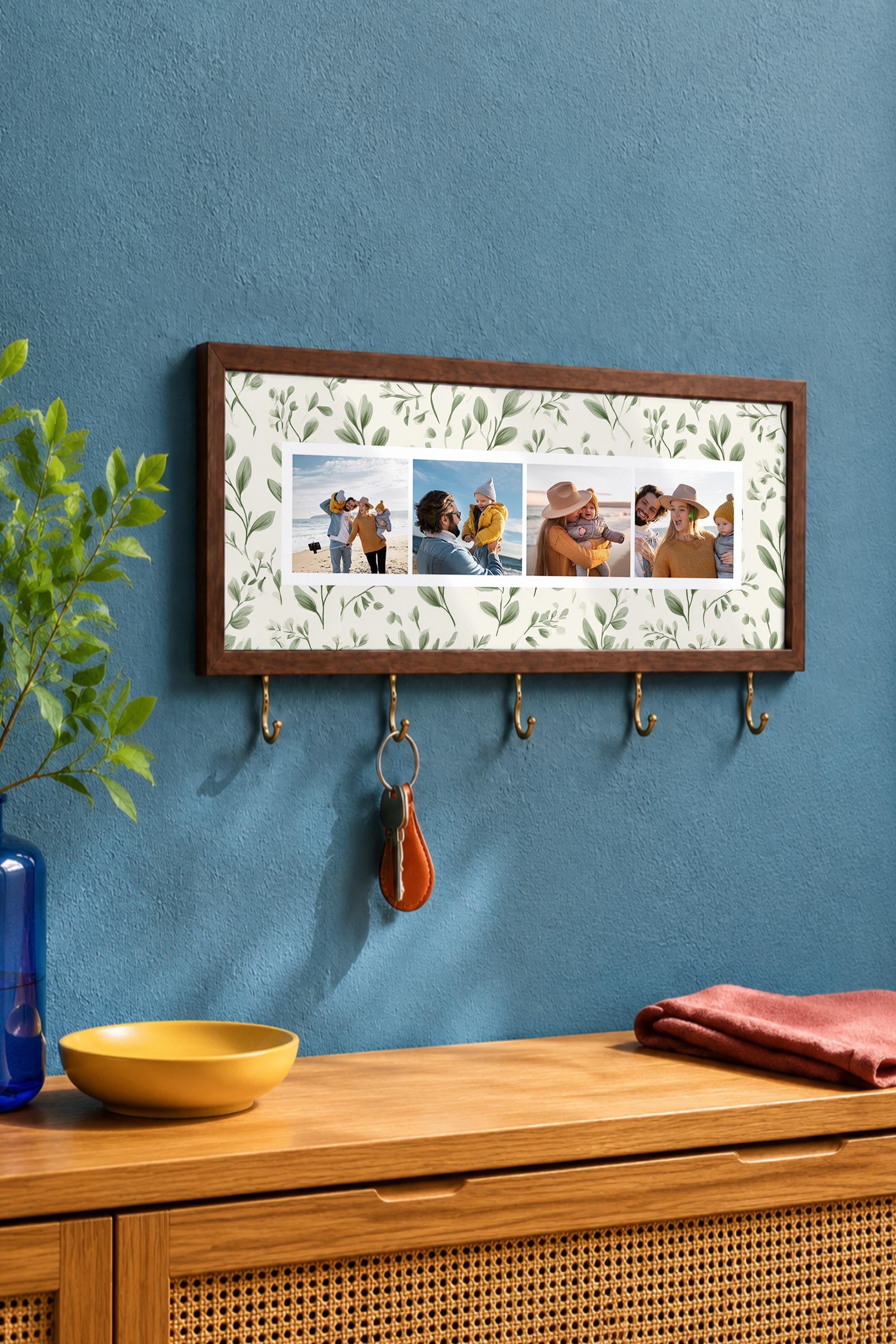 Kişiye Özel Tablo Anahtarlık, Photobooth Stili Kahverengi Fotoğraf Çerçevesi, Vintage Duvar Dekoru