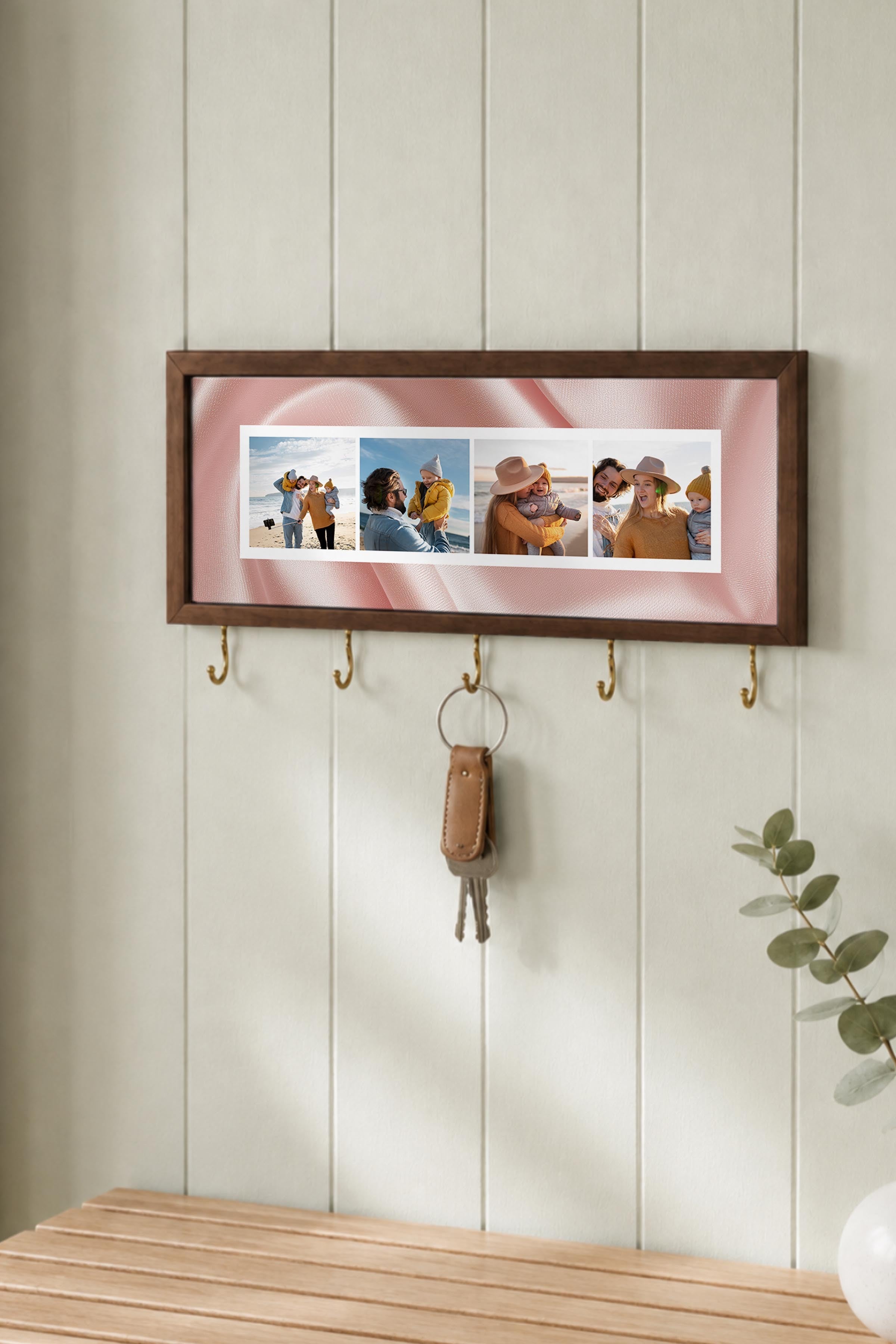 Kişiye Özel Tablo Anahtarlık, Photobooth Stili Kahverengi Fotoğraf Çerçevesi, Vintage Duvar Dekoru