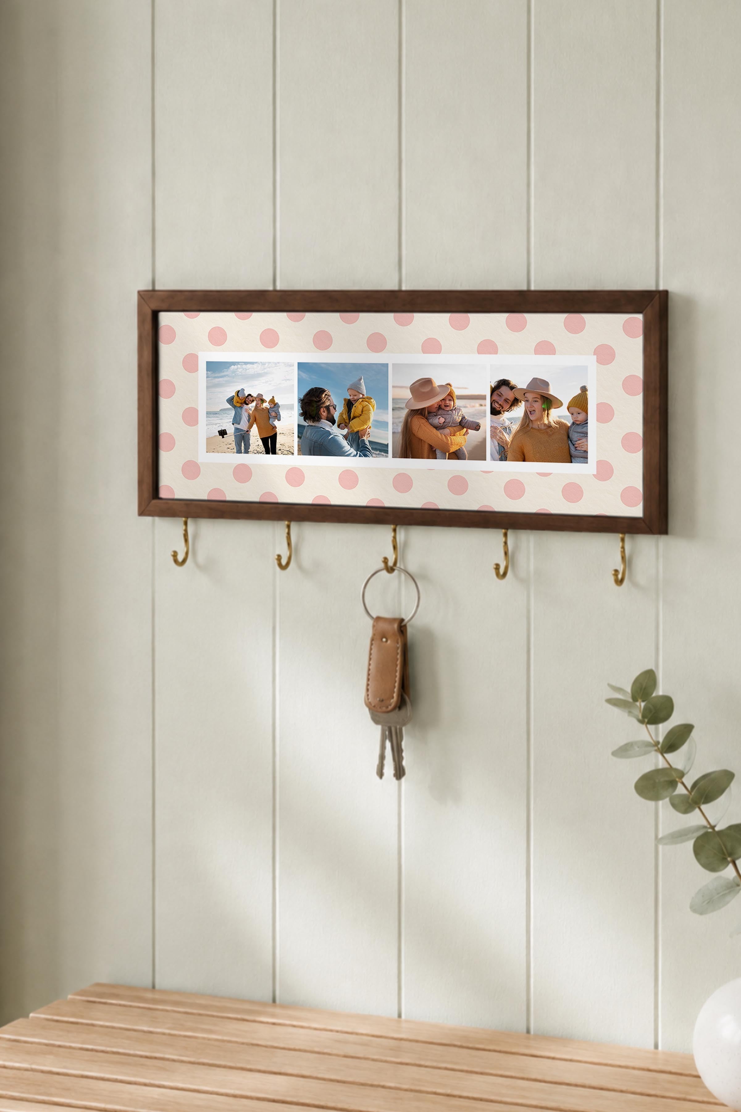Kişiye Özel Tablo Anahtarlık, Photobooth Stili Kahverengi Fotoğraf Çerçevesi, Vintage Duvar Dekoru