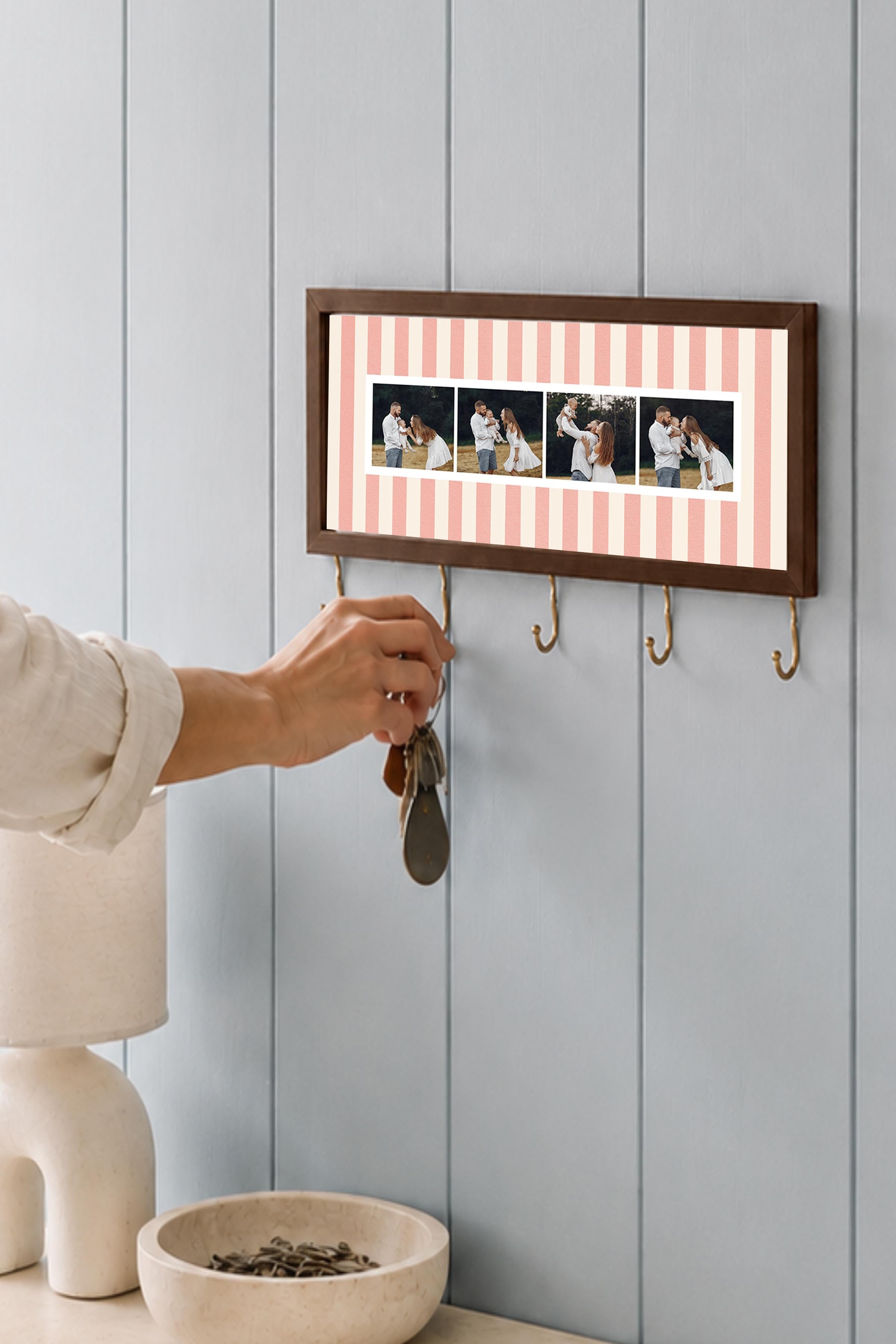 Kişiye Özel Tablo Anahtarlık, Photobooth Stili Kahverengi Fotoğraf Çerçevesi, Vintage Duvar Dekoru