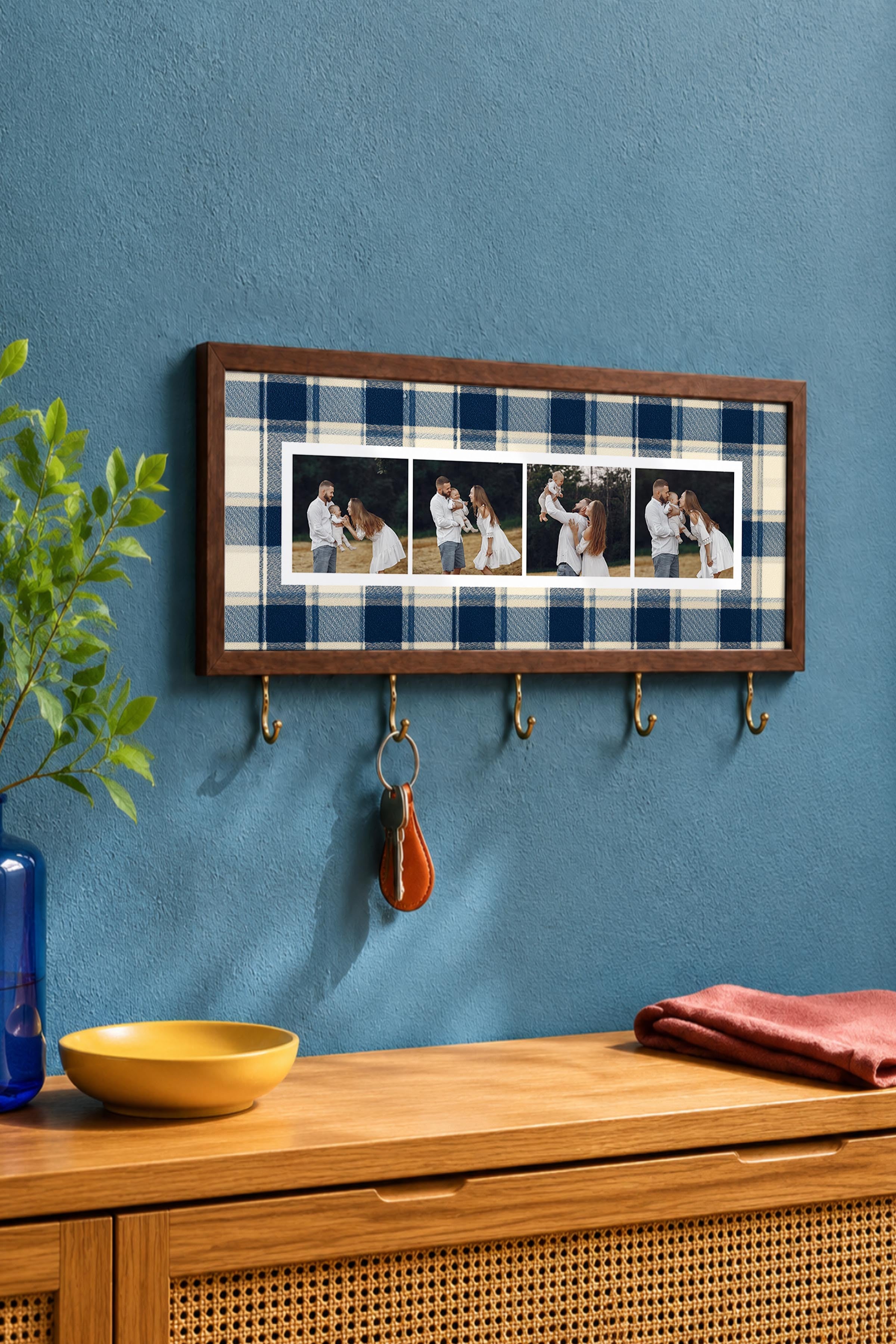 Kişiye Özel Tablo Anahtarlık, Photobooth Stili Kahverengi Fotoğraf Çerçevesi, Vintage Duvar Dekoru