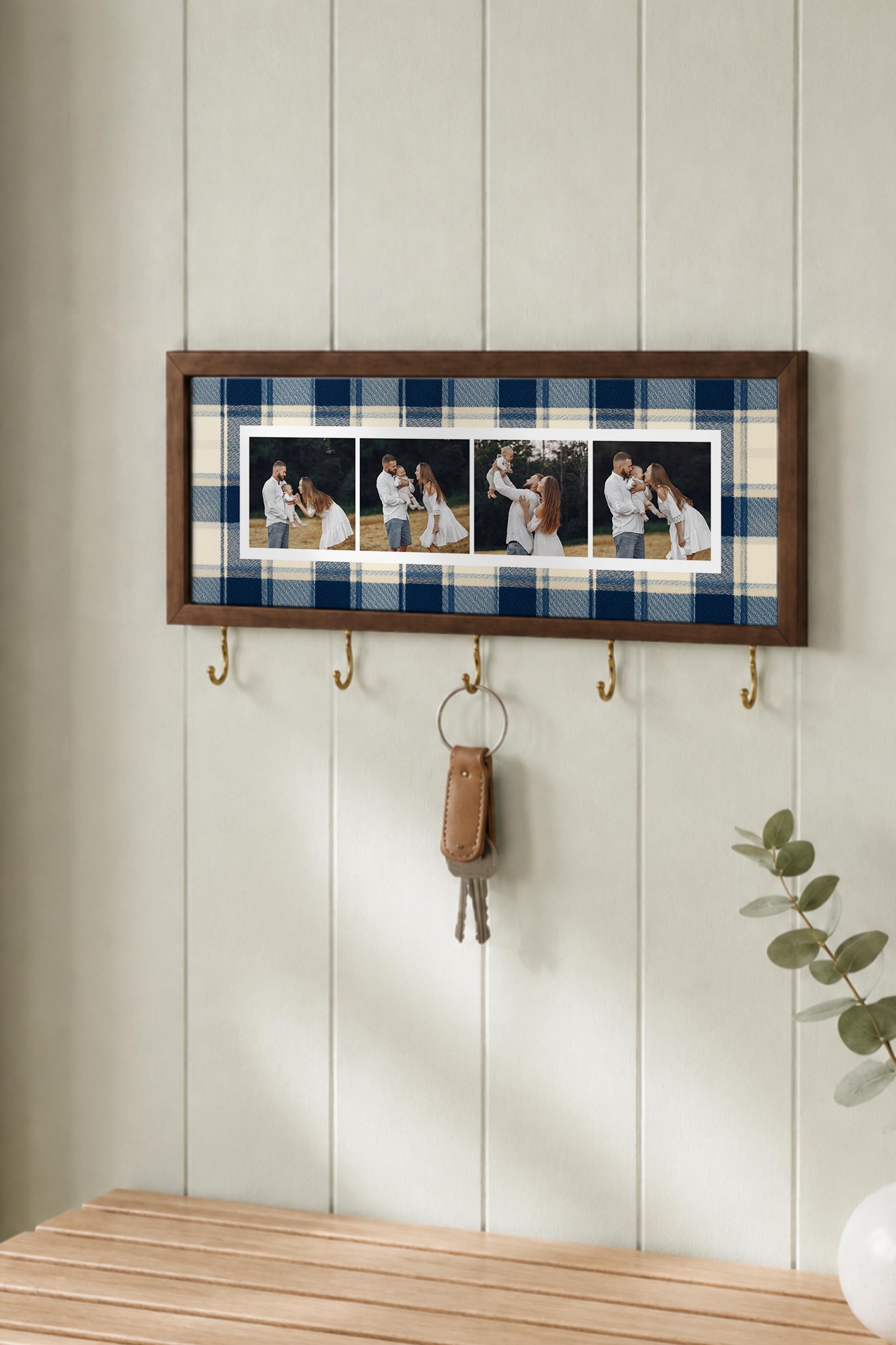 Kişiye Özel Tablo Anahtarlık, Photobooth Stili Kahverengi Fotoğraf Çerçevesi, Vintage Duvar Dekoru