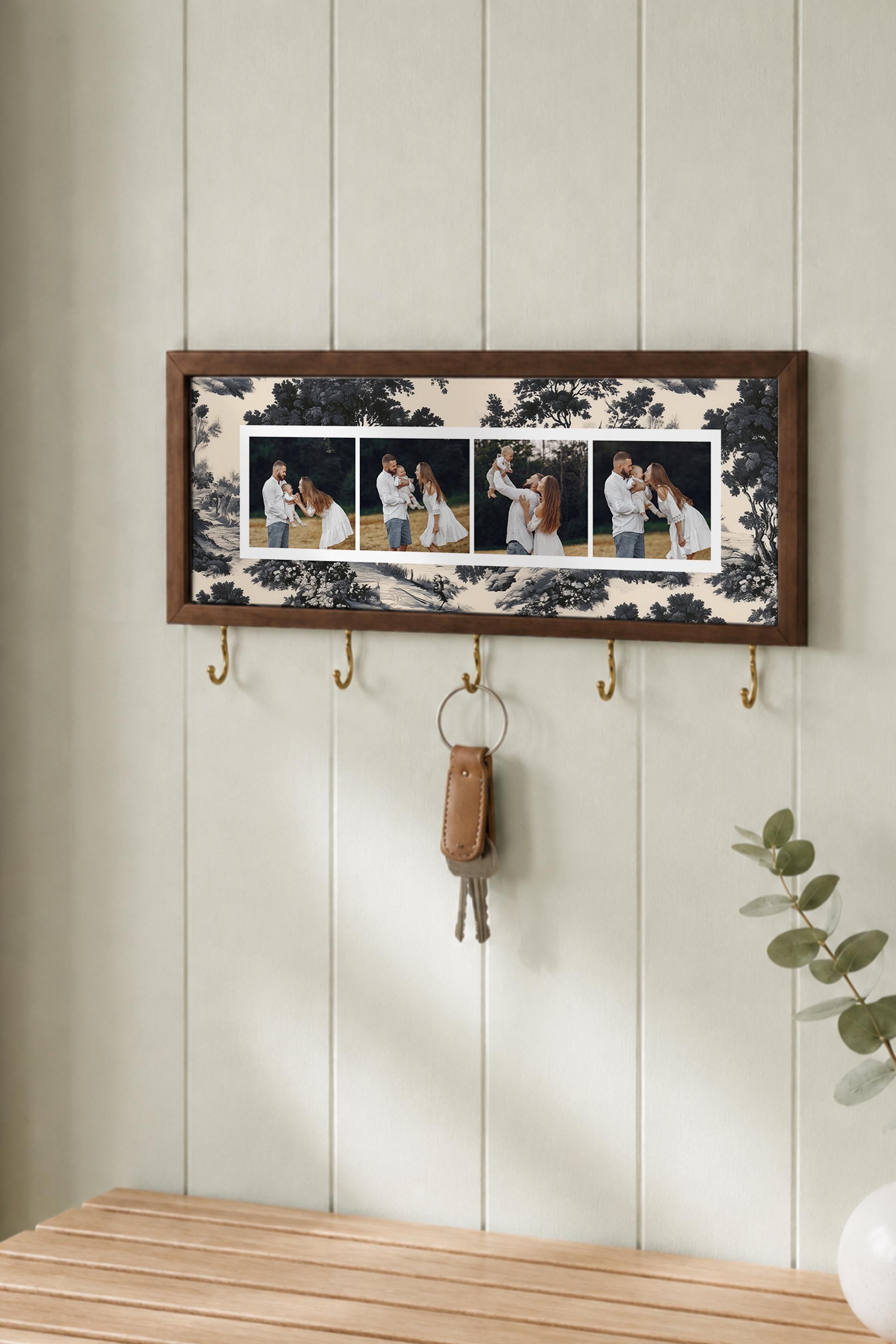 Kişiye Özel Tablo Anahtarlık, Photobooth Stili Kahverengi Fotoğraf Çerçevesi, Vintage Duvar Dekoru