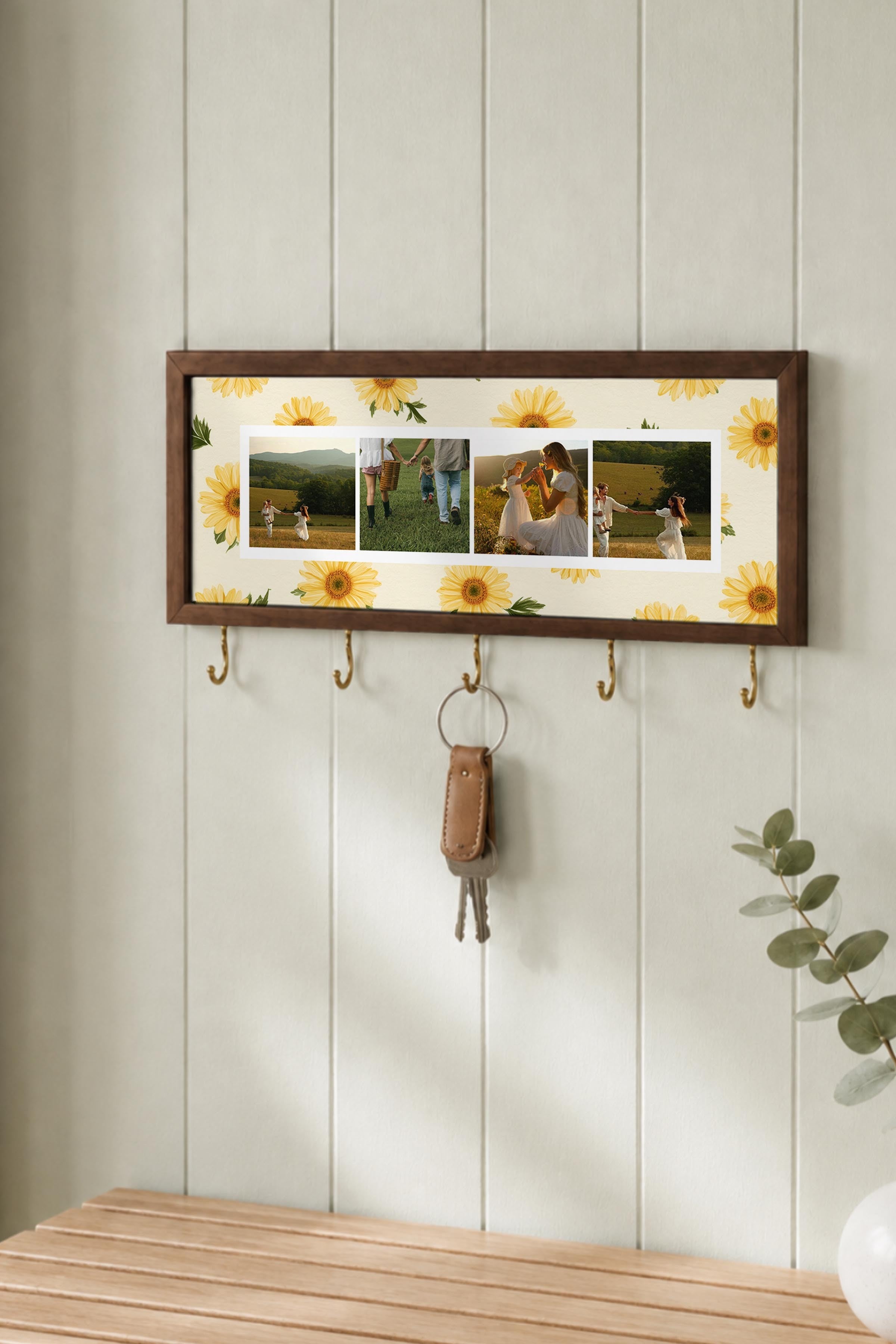 Kişiye Özel Tablo Anahtarlık, Photobooth Stili Kahverengi Fotoğraf Çerçevesi, Vintage Duvar Dekoru